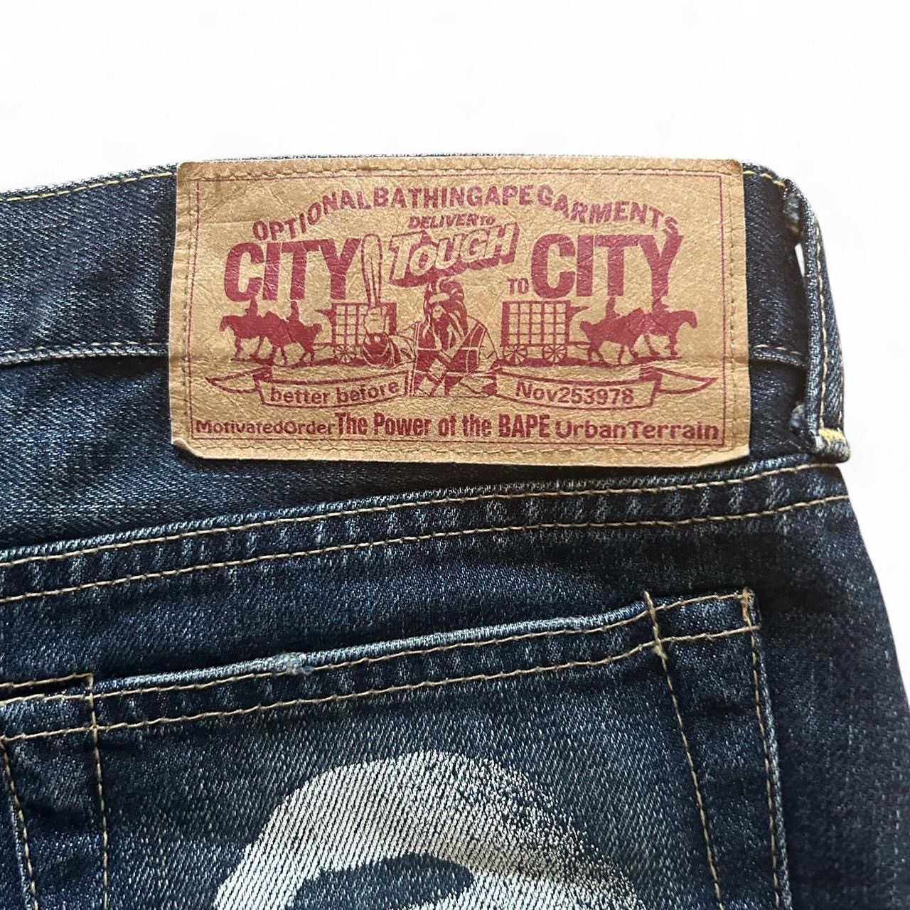 Bape × Vintage Bape Dark Wash Bapehead Denim Skirt Size 29" - 4 Thumbnail