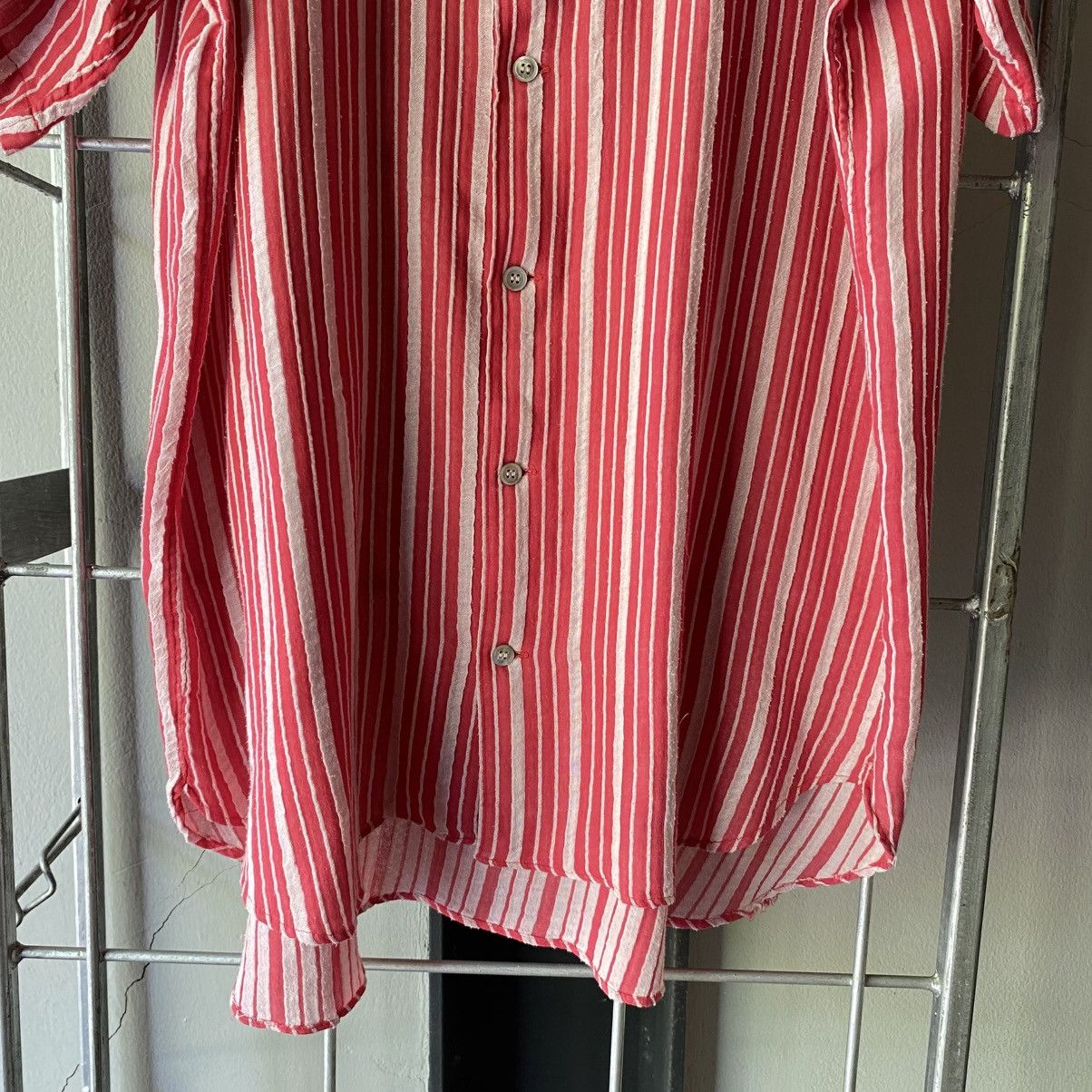 Yohji Yamamoto Yohji Yamamoto Red & White Stripe Shirt Dress Size US XXL / EU 58 / 5 - 16 Thumbnail