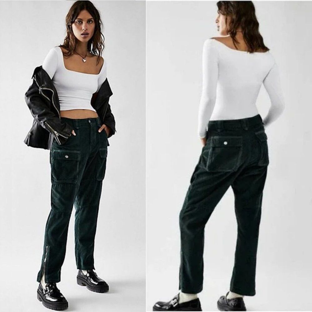Free People NWT New Free People London Calling Low Rise Tapered Leg Gre Size 30" / US 8 / IT 44 - 1 Thumbnail