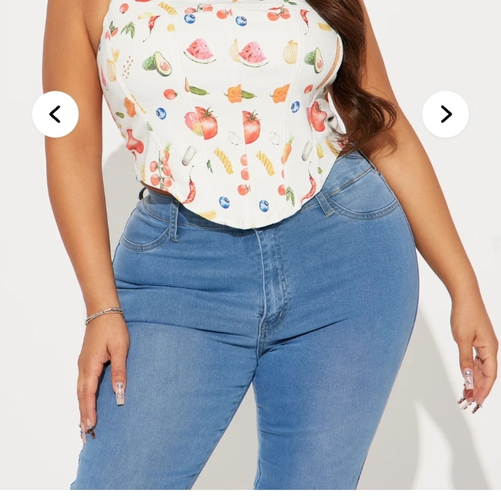 Other Fashion Nova White Fruit Print CorsetTop Size L / US 10 / IT 46 - 5 Thumbnail