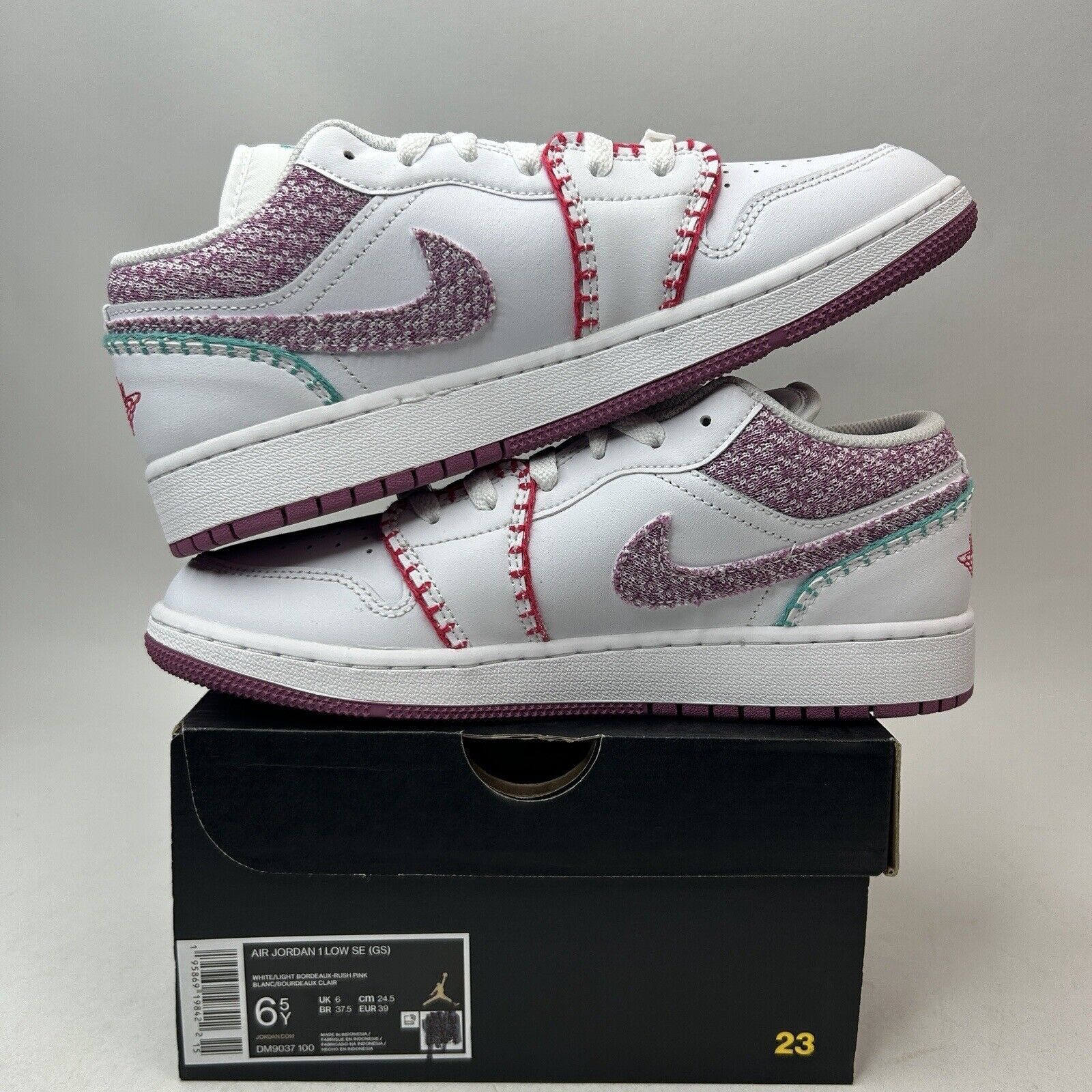 Nike Nike Air Jordan 1 Retro Low GS SE “Knit/Light Bordeaux” 2024 Size US 8 / IT 38 - 3 Thumbnail