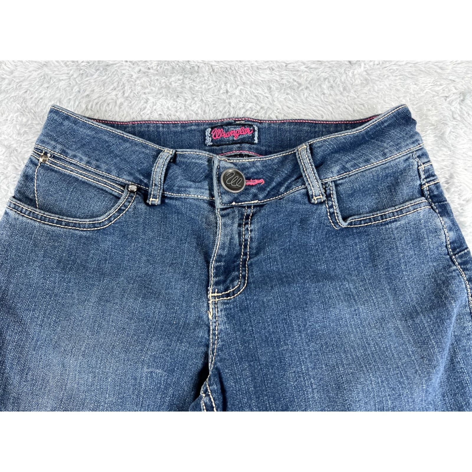 Wrangler Wrangler Jeans 5 28x33 Blue Denim Bootcut Med Wash Embroidered Low Jean Women Size 27" / US 4 / IT 40 - 4 Thumbnail