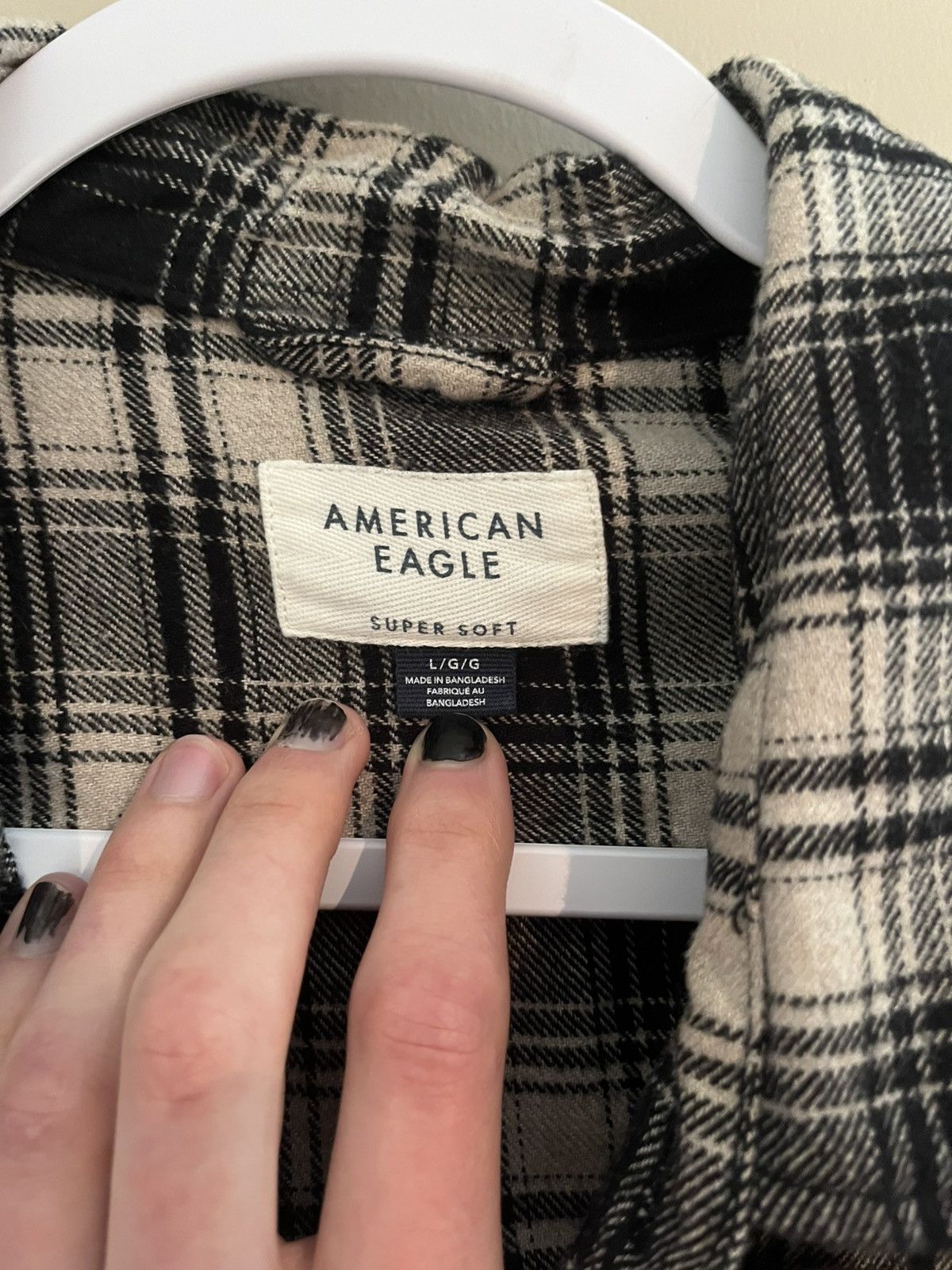 American Eagle Outfitters Black and White Plaid American EagleButton Up Size US L / EU 52-54 / 3 - 3 Thumbnail