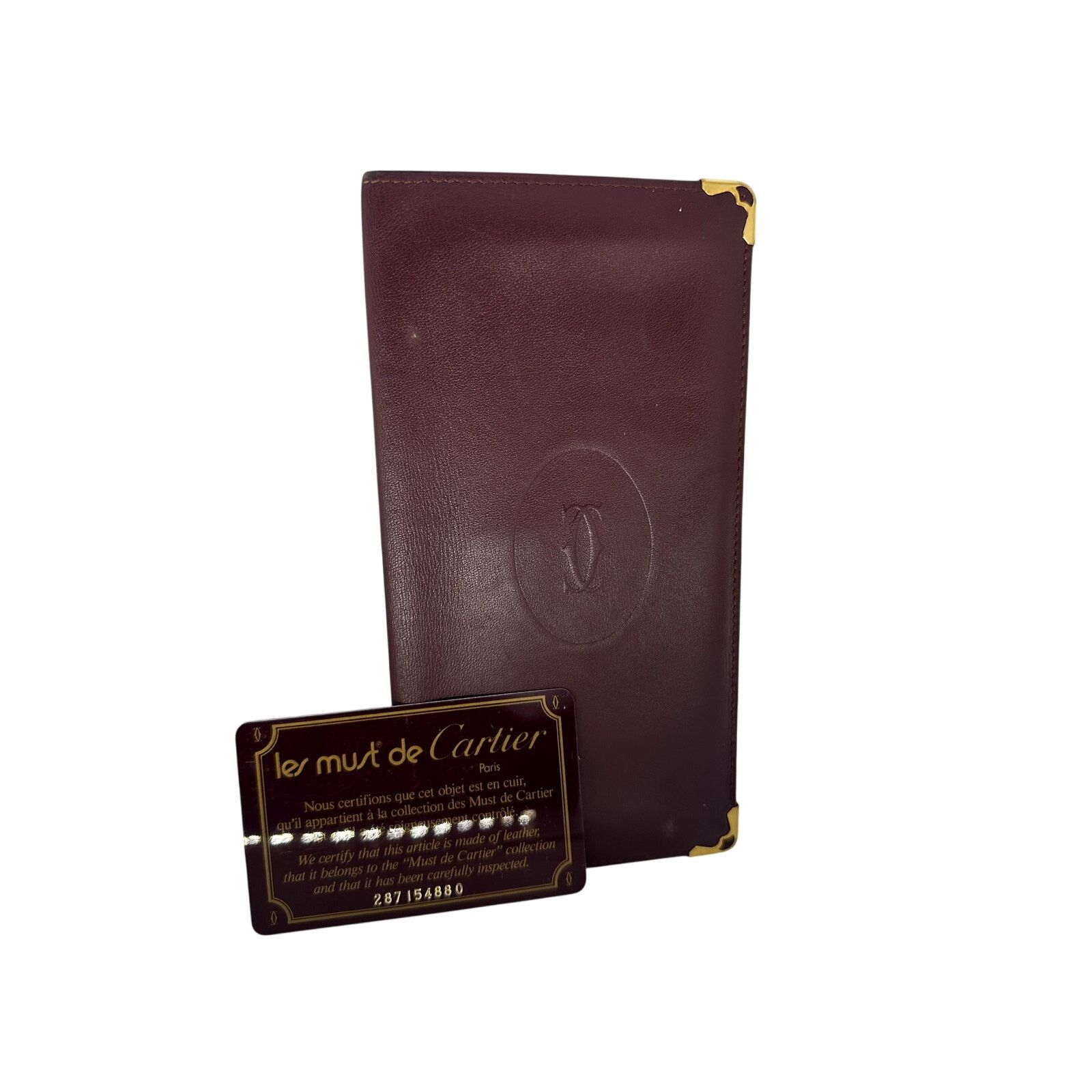 Cartier Cartier Burgundy Bifold LongWallet Vintage AuthCard No Box Size ONE SIZE - 1 Thumbnail