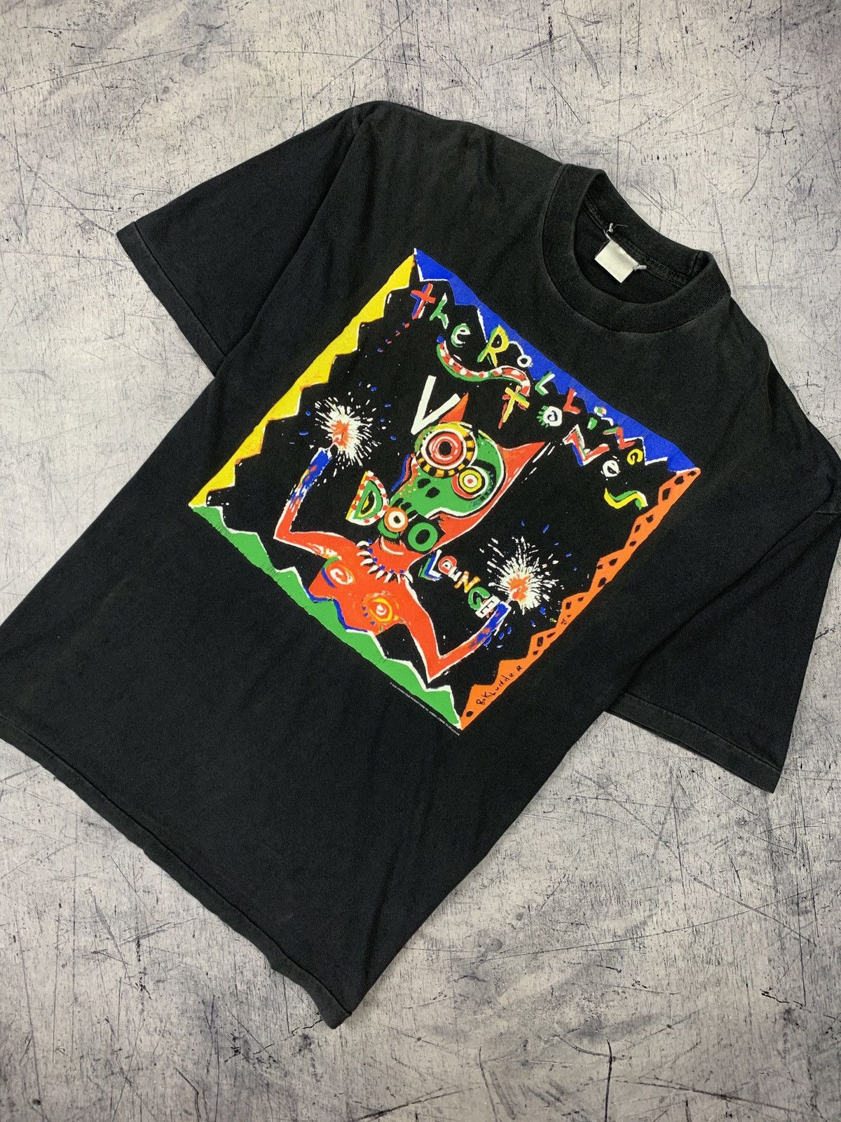 Image of Band Tees x Tour Tee Vintage Rolling Stones Voodoo Lounge Rock Band Tee 1995 in Black (Size XL)