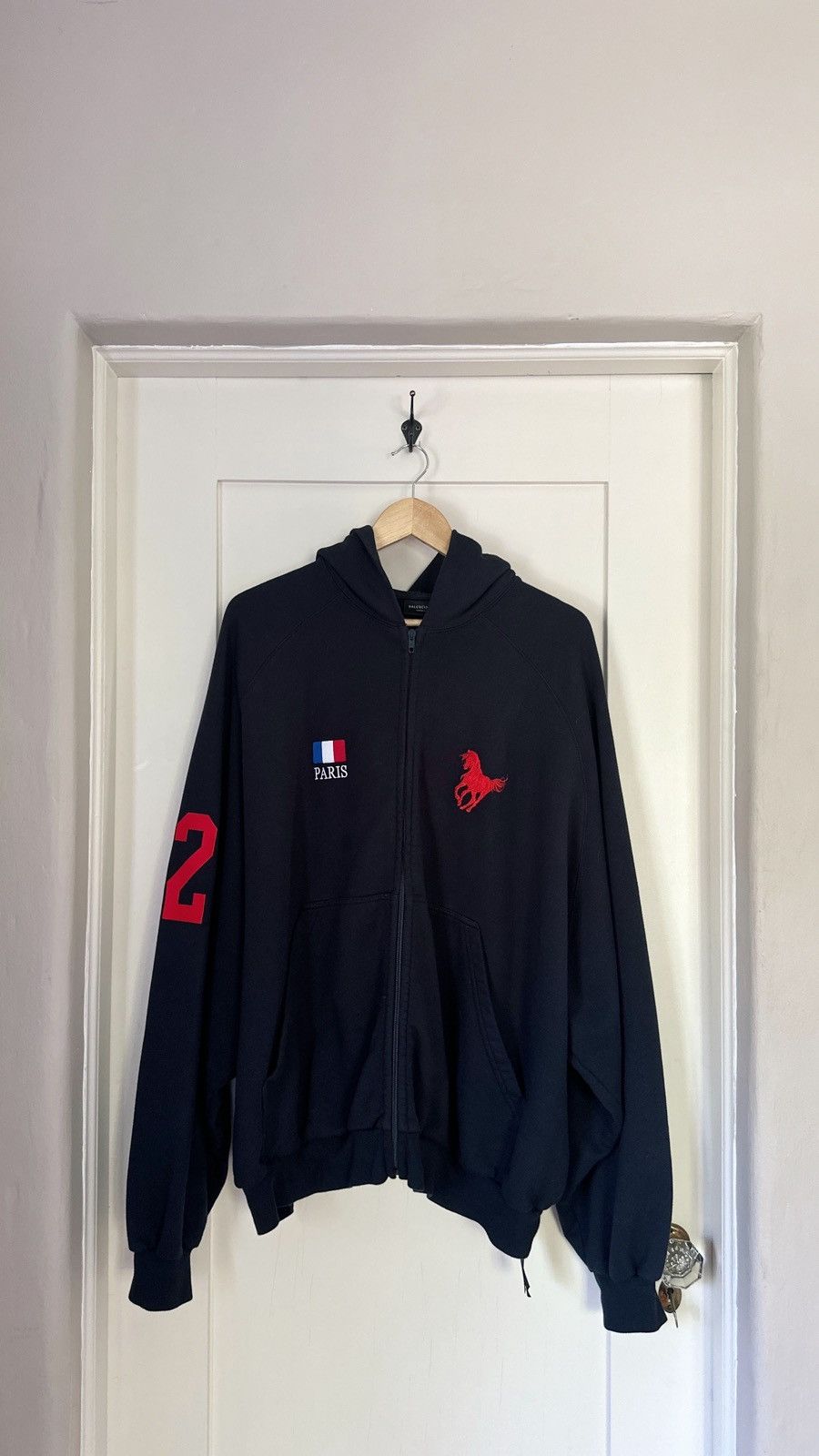 Balenciaga Balenciaga Navy Polo Hoodie SIZE 2 | Grailed