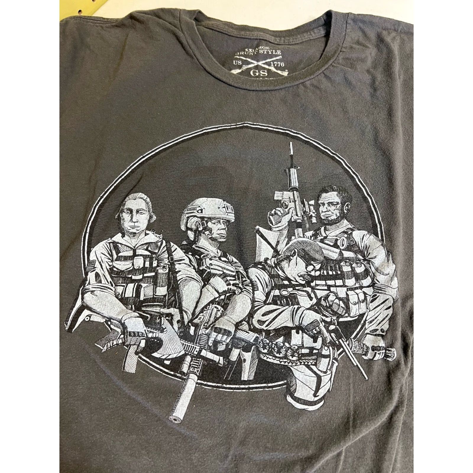 Vintage Grunt Style T-Shirt Short Sleeve Womens XXL Graphic Presidents Tee Gray Cotton Crew Neck Qetship? Size XXL / US 16-18 / IT 52-54 - 3 Thumbnail
