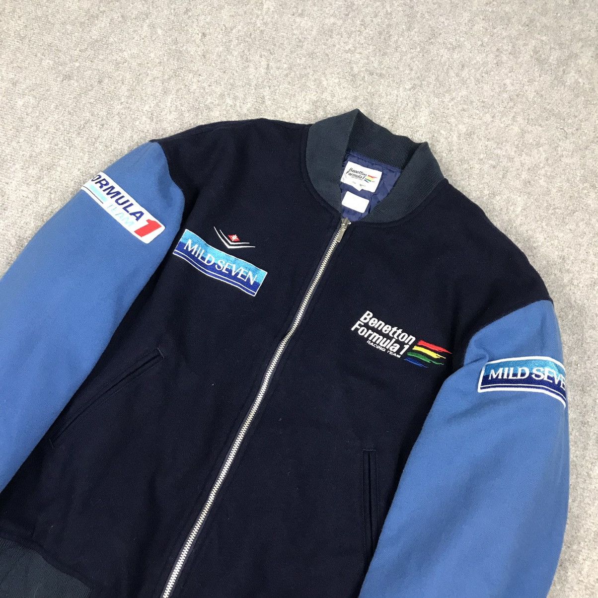 Gear for Sports × United Colors Of Benetton 2000s BENETTON FORMULA 1 X MILD SEVEN WOOL BOMBER JACKET Size US M / EU 48-50 / 2 - 3 Thumbnail