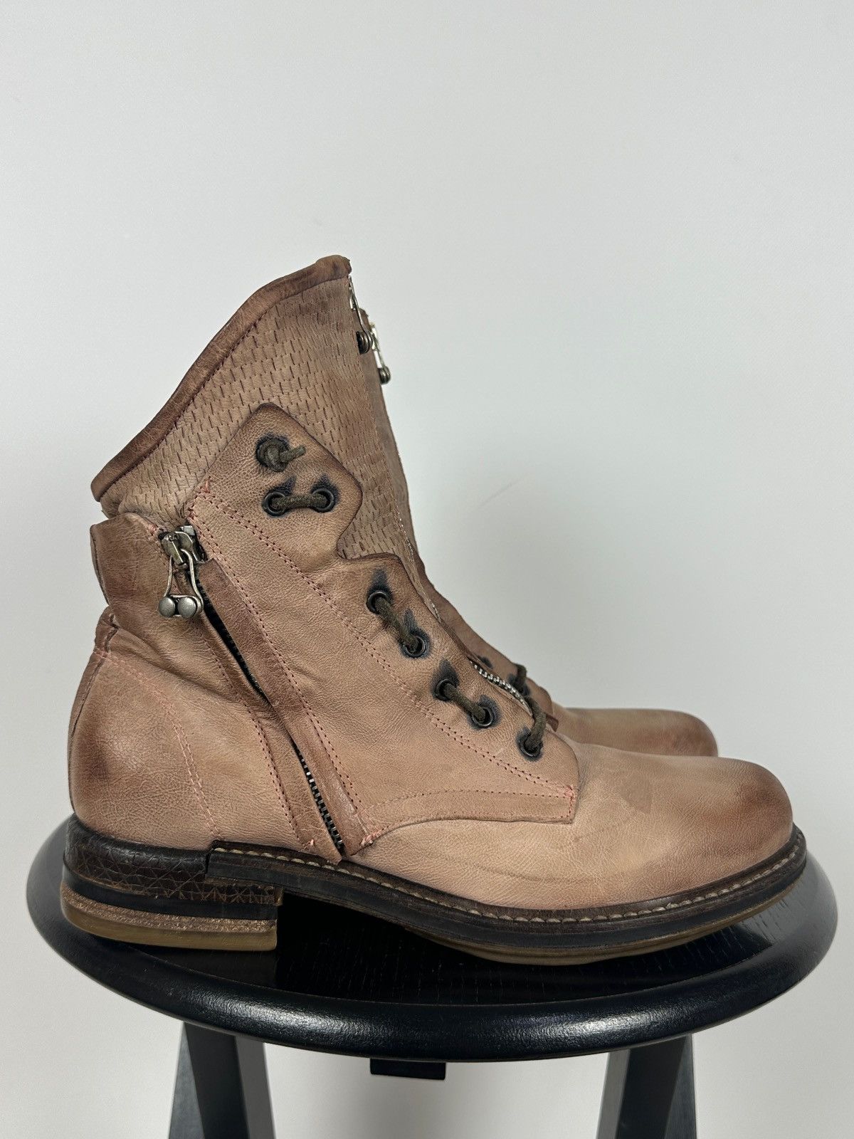 A.S.98 A.S.98. Airstep Leather Front Zip Biker Combat Ankle Boots Size US 10 / IT 40 - 7 Thumbnail