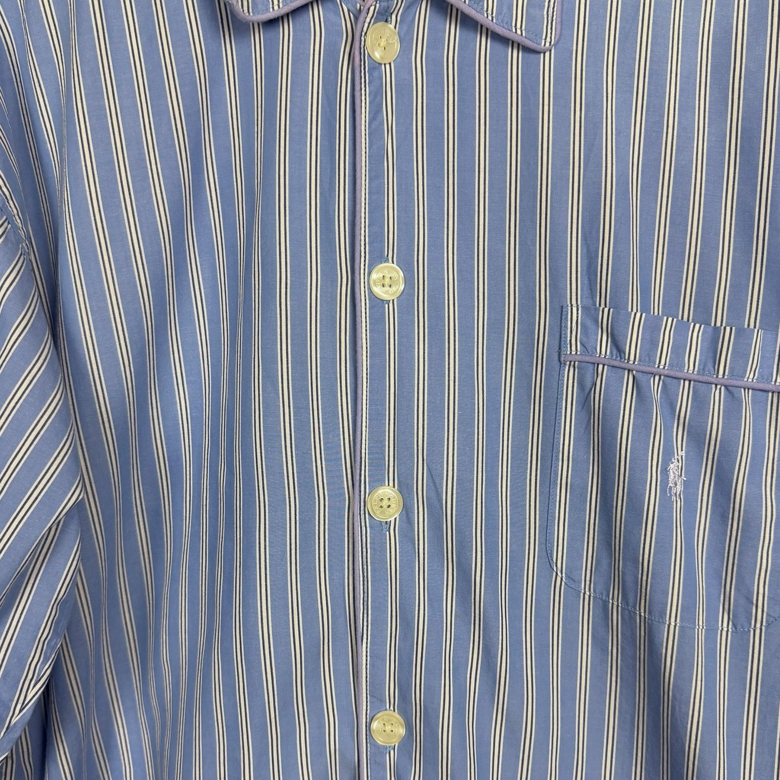 Polo Ralph Lauren Polo Ralph Lauren Mens S/M Blue White Striped Pajama Shirt Size ONE SIZE - 4 Thumbnail