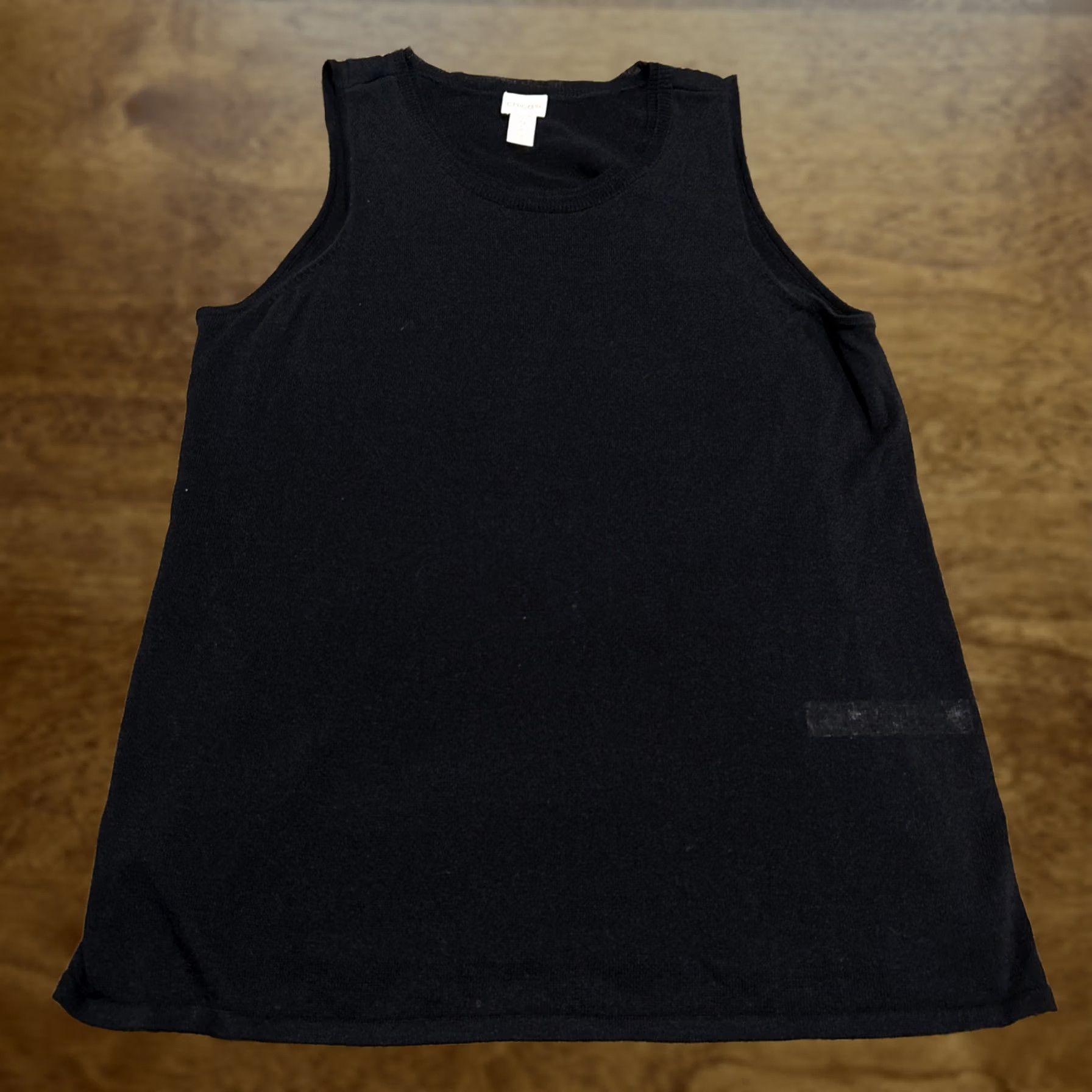 Vintage Chicos Blouse Shirt Womens Sleeveless Round Neck Rayon Blend Black 2 XS? Size XS / US 0-2 / IT 36-38 - 1 Thumbnail