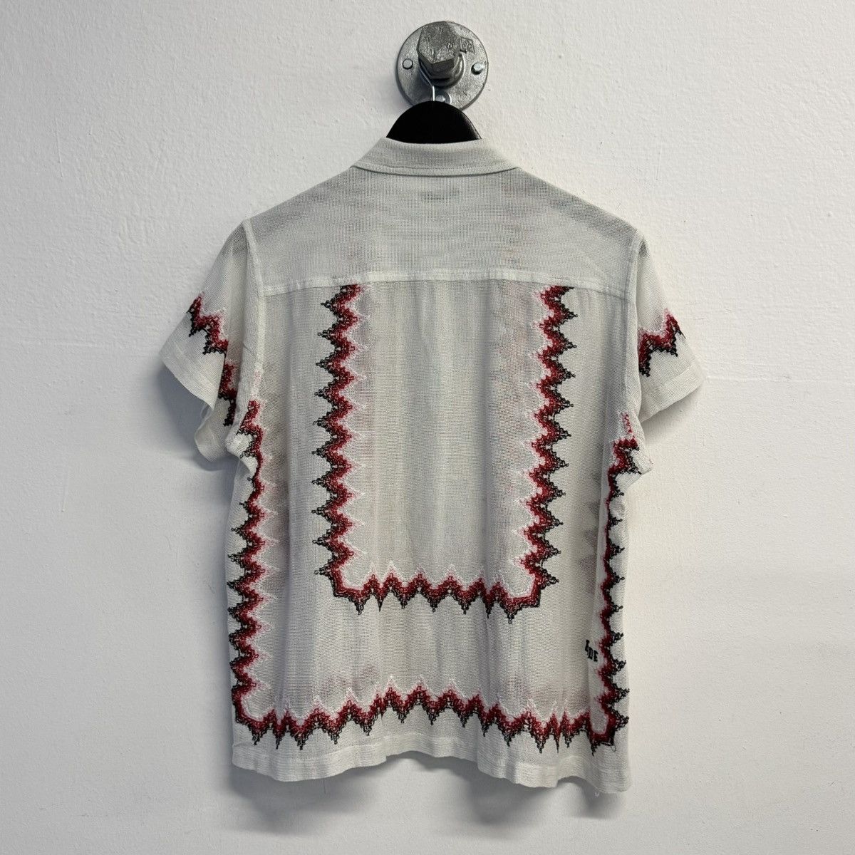 Bode BODE Off-White Loop Mesh Shirt Zig Zag Size US M / EU 48-50 / 2 - 2 Thumbnail