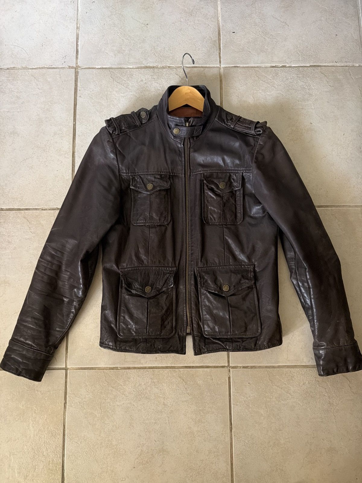 tigha Tigha Buffalo Leather Field Jacket Brown Small Size US S / EU 44-46 / 1 - 1 Thumbnail