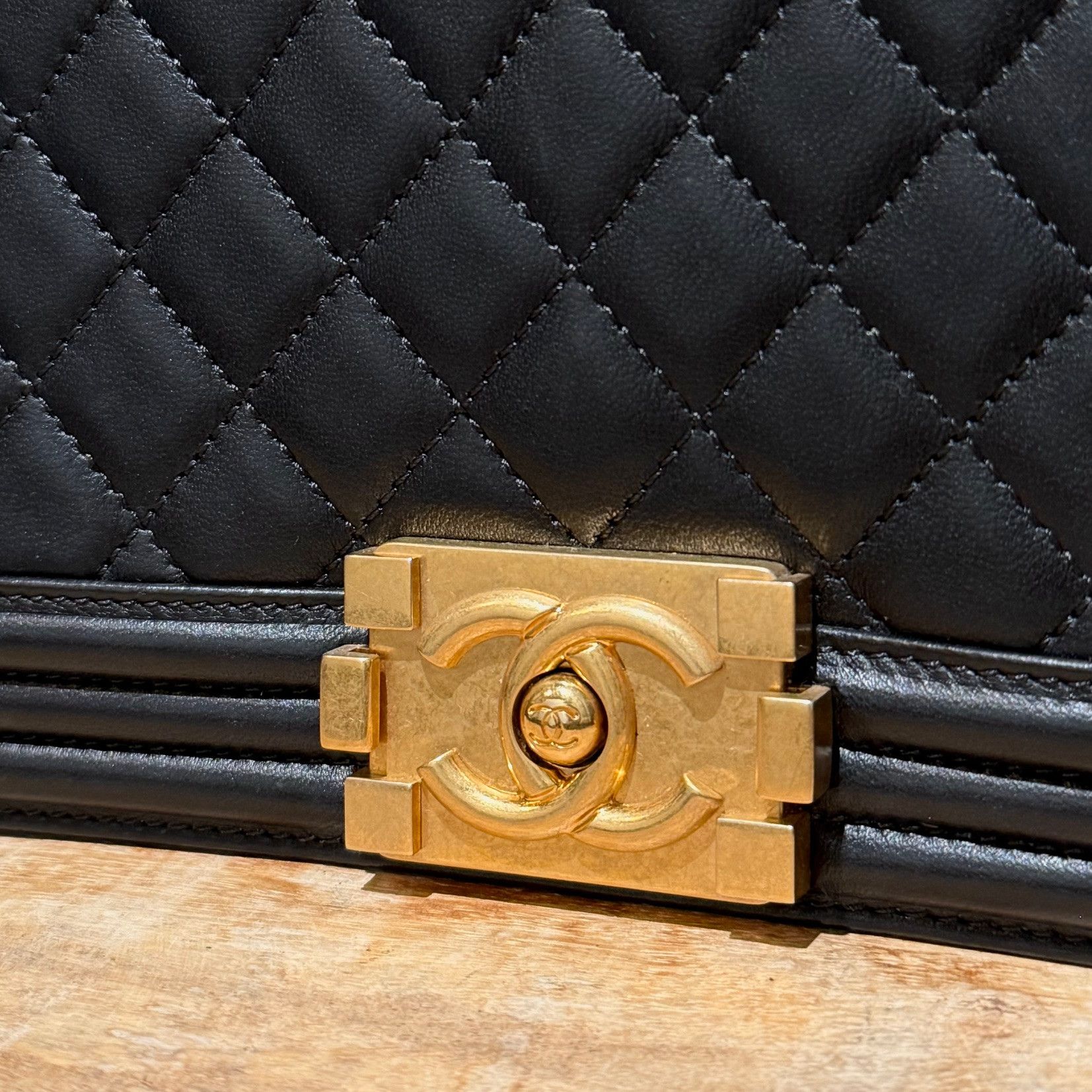 Chanel Chanel Black Lambskin GHW Large Boy Bag Size ONE SIZE - 4 Thumbnail