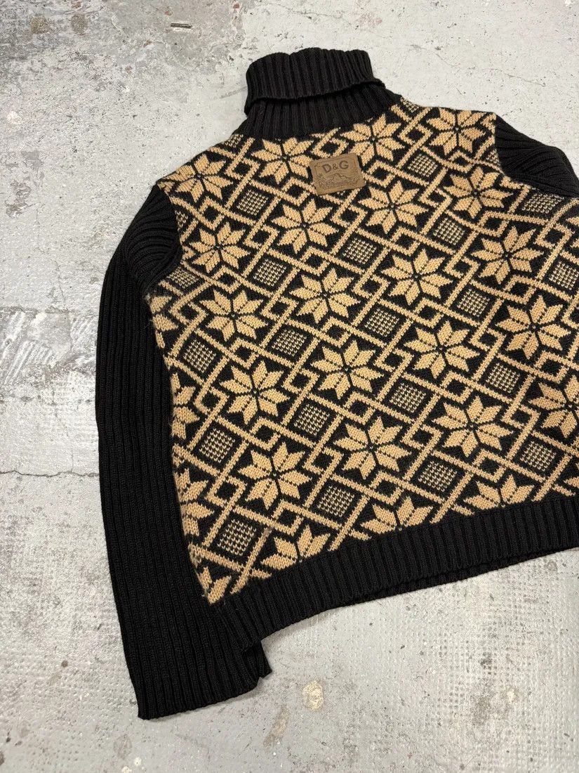 Designer × Dolce & Gabbana × Vintage 1990s Dolce & Gabbana Black Mozaic Wool Turtleneck Size US M / EU 48-50 / 2 - 5 Thumbnail
