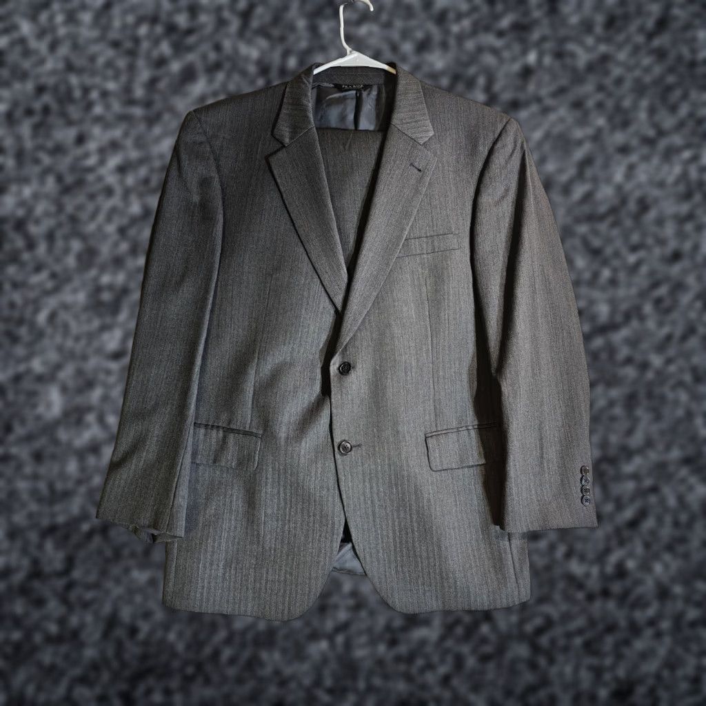 Jos. A. Bank Jos A Bank Signature Collection 100% Wool Gray Striped 2pc Suit Size 43R 34x30 Size 46R - 1 Thumbnail