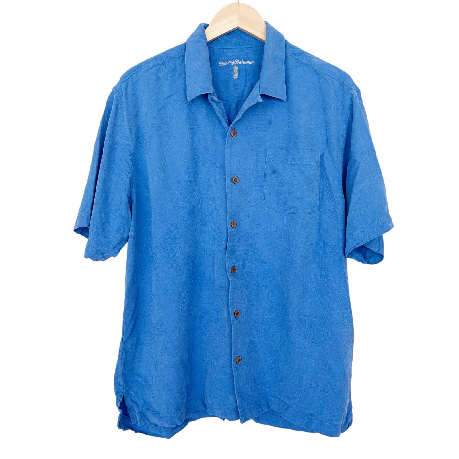 Tommy Bahama Tommy Bahama Blue 100% Silk Short Sleeve Button Down Sz L Size US L / EU 52-54 / 3 - 1 Thumbnail