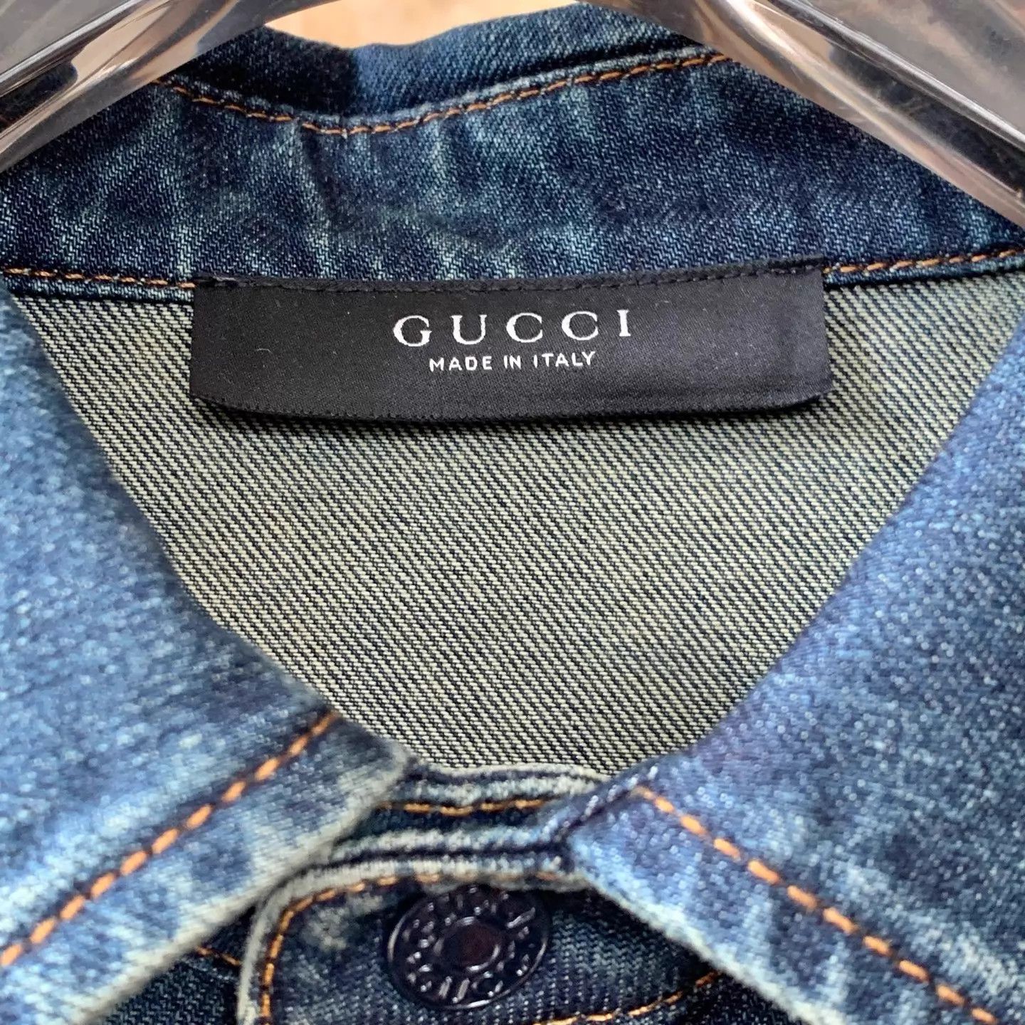 Gucci GUCCI La Famiglia Men's Faded Cotton Denim Shirt 50 Size US M / EU 48-50 / 2 - 2 Thumbnail