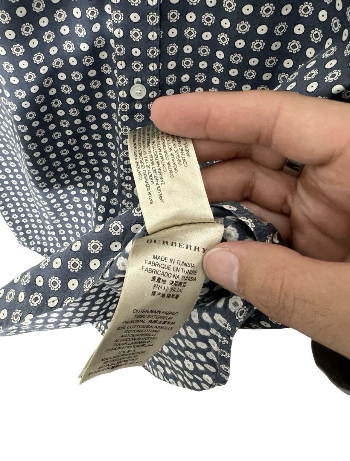 Burberry Burberry London Men's L Short Sleeve Button Up Shirt Blue Size US L / EU 52-54 / 3 - 5 Thumbnail