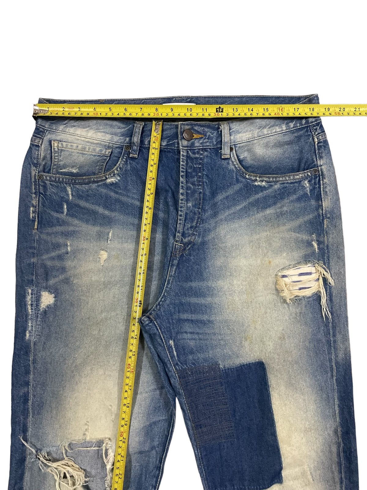 Kapital Vintage Japanese Brand Crazy Denim Wash Boro Tapered Jeans Size US 36 / EU 52 - 11 Thumbnail