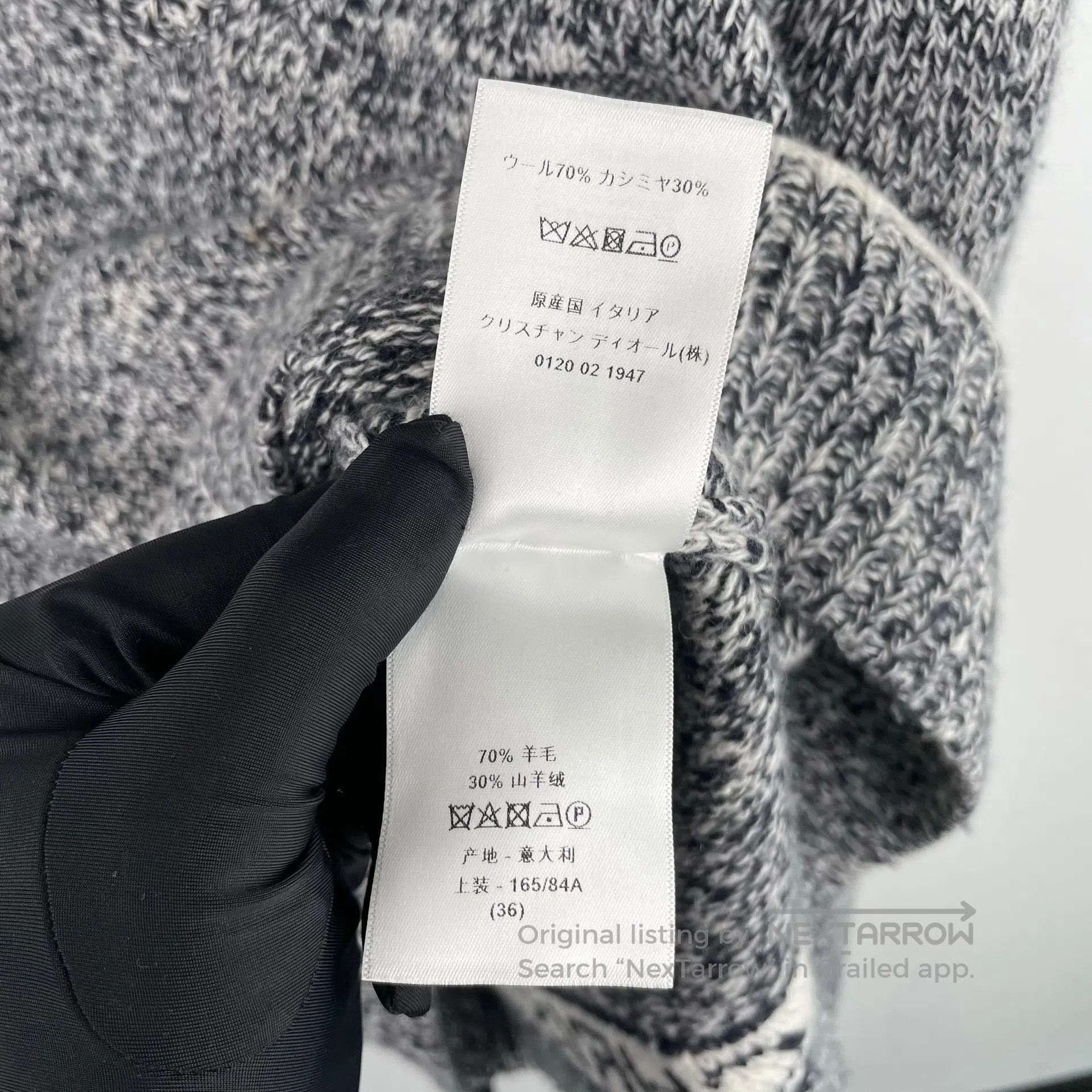 Dior Dior Academy style gray knitted V-neck cashmere sweater| Size XS / US 0-2 / IT 36-38 - 7 Thumbnail