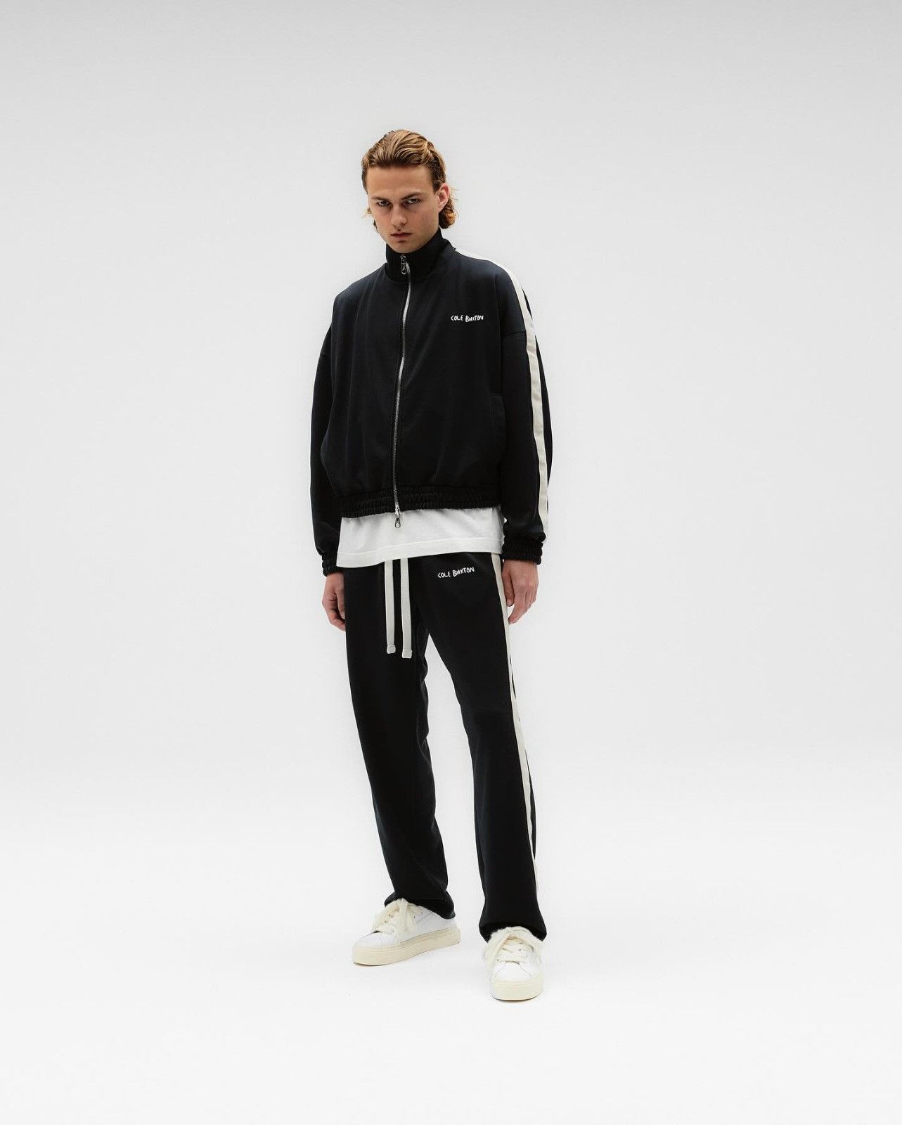 Cole Buxton Black Crochet Logo Oversized Tape Track Jacket Size US S / EU 44-46 / 1 - 6 Thumbnail