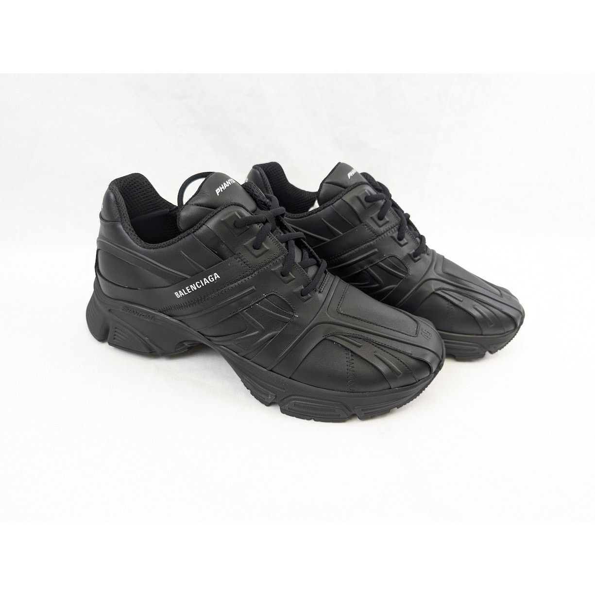 Balenciaga o1rshd1 Nappa Silk Phantom Sneakers in Black Size US 12 / EU 45 - 14 Thumbnail