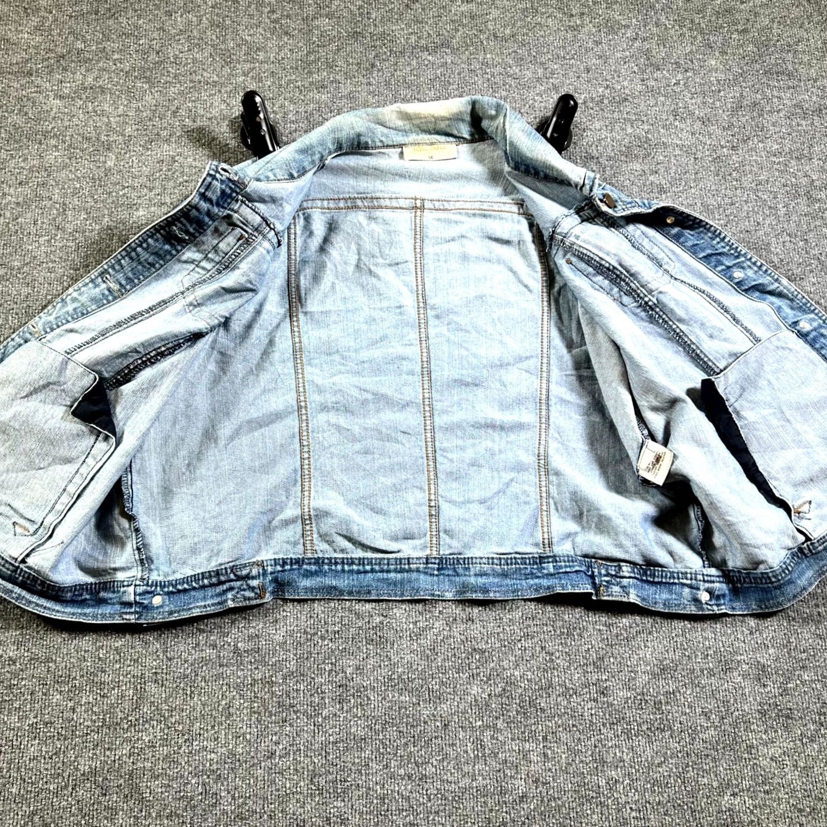 Vintage JouJou Jacket Womens 1X Blue Denim Button Front Trucker VTG Style Casual Leather? Size XL / US 12-14 / IT 48-50 - 3 Thumbnail