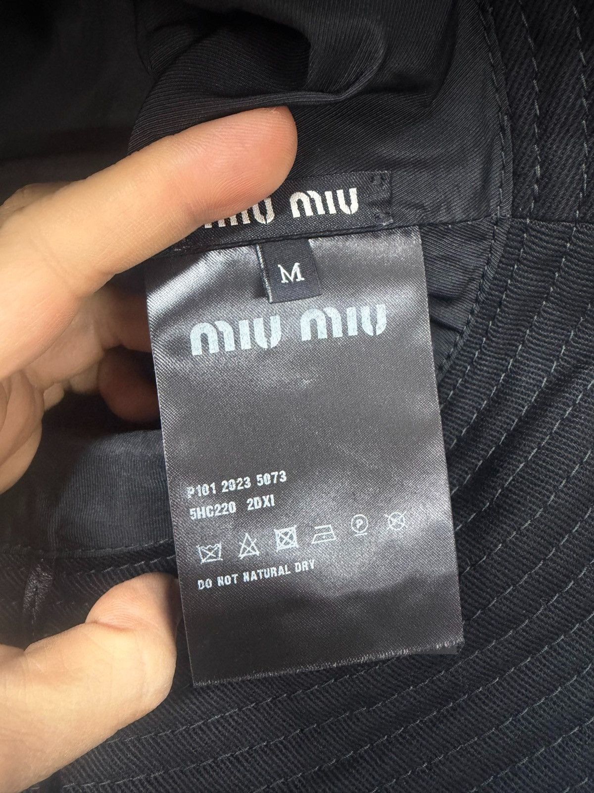 Miu Miu Miu Miu black drill bucket hat with an embroidered logo Size ONE SIZE - 4 Thumbnail