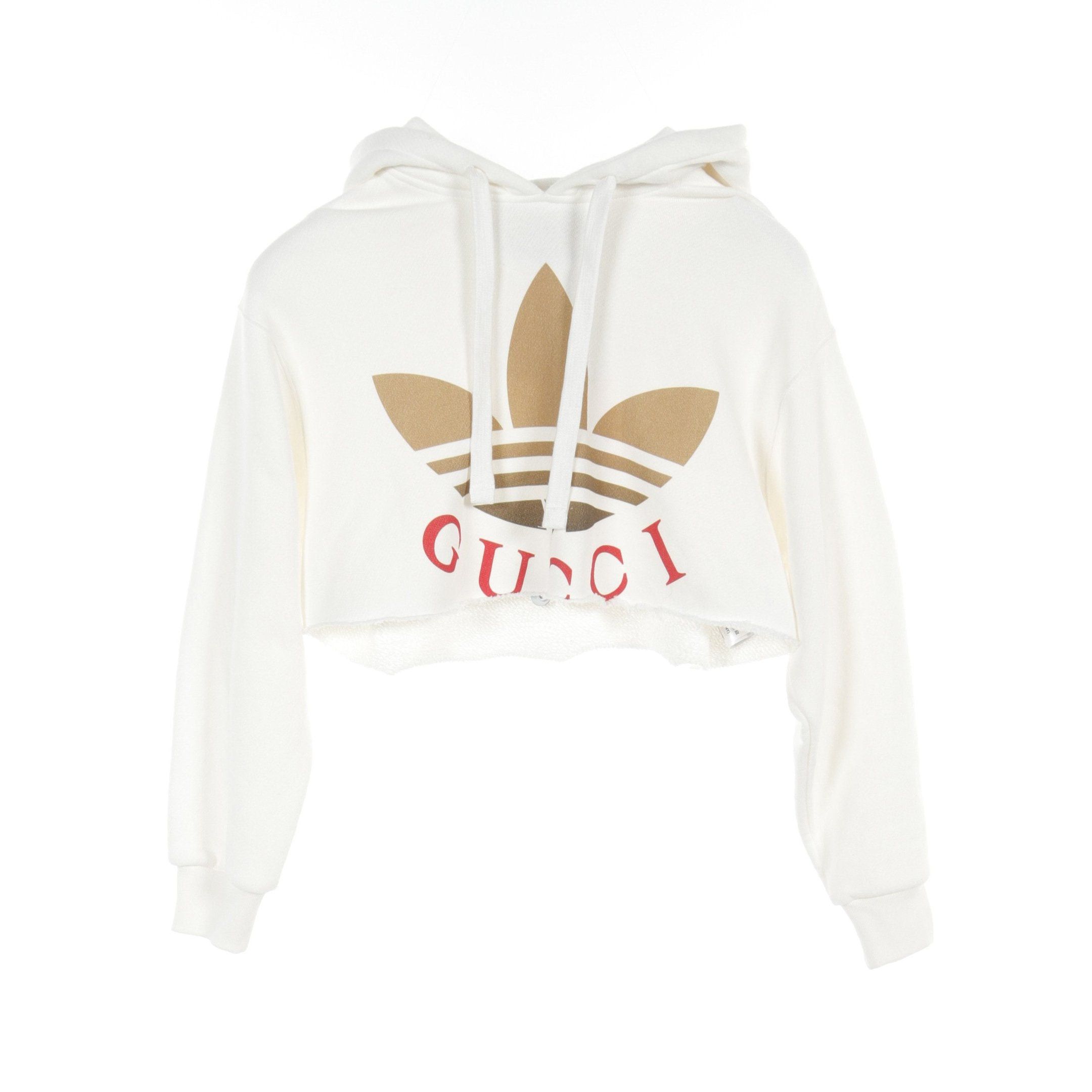 Gucci Gucci * Adidas Cropped Pullover Hoodie Cotton White Multicolor