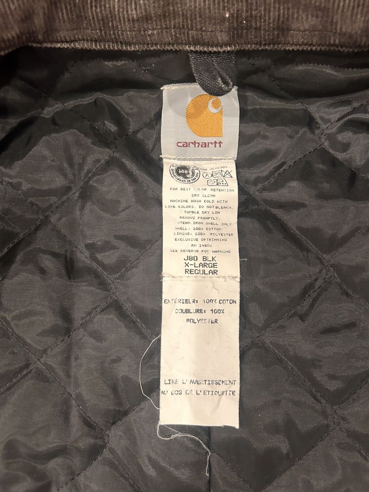 Carhartt Vintage Carhartt Detroit Jacket Coat J80 BLK Corduroy Collar Size US XL / EU 56 / 4 - 6 Thumbnail