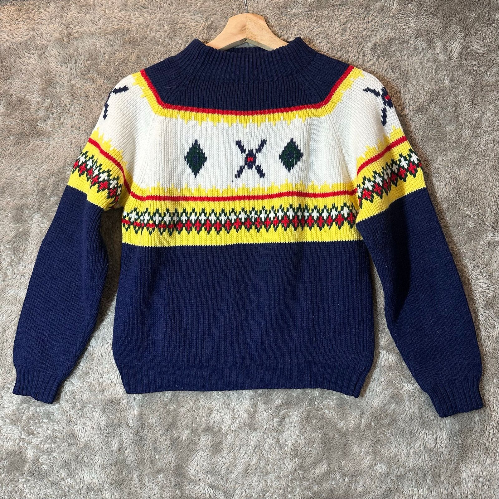 Other VTG Mock Neck Fair Isle Intarsia Aztec Ski Sweater Women XS Size XS / US 0-2 / IT 36-38 - 2 Thumbnail