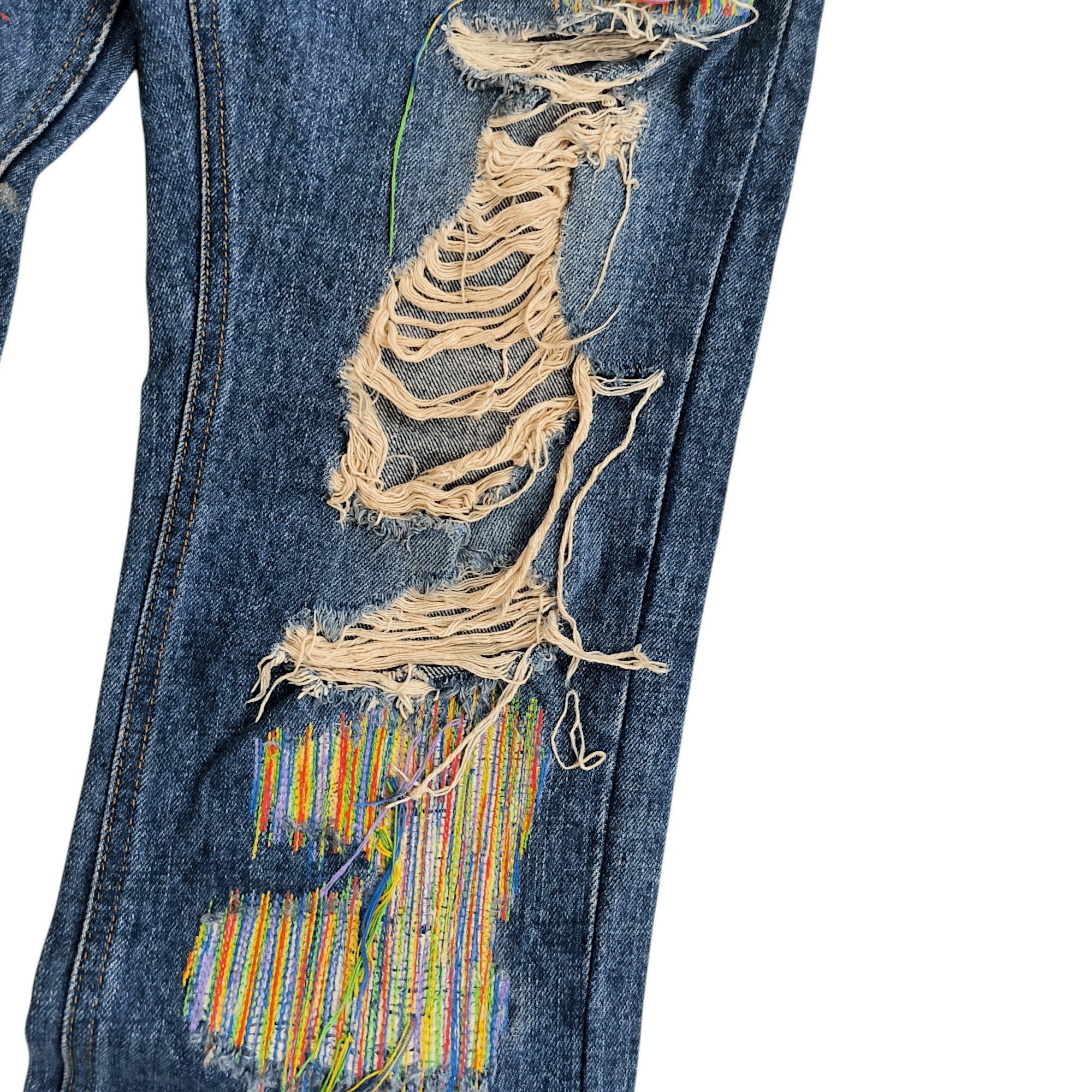 Japanese Brand Vintage 2000s Random Production Japan Distressed Jeans Size US 32 / EU 48 - 3 Thumbnail