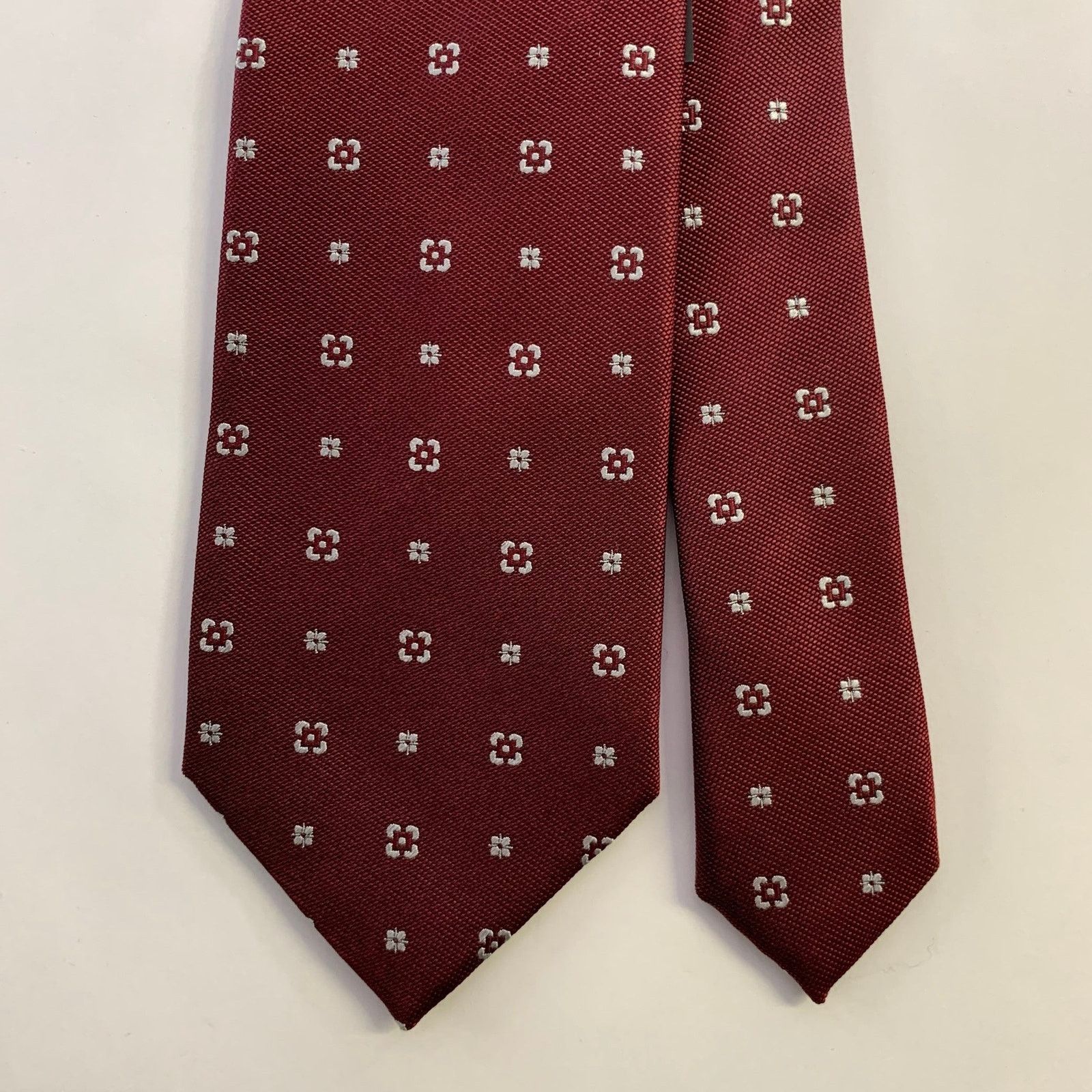 Ermenegildo Zegna ERMENEGILDO ZEGNA Burgundy Silver Foulard Silk Tie Size ONE SIZE - 1 Thumbnail