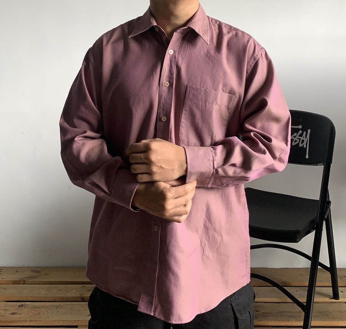 image of Balenciaga Shirt Vintage in Light Maroon, Men's (Size Large)
