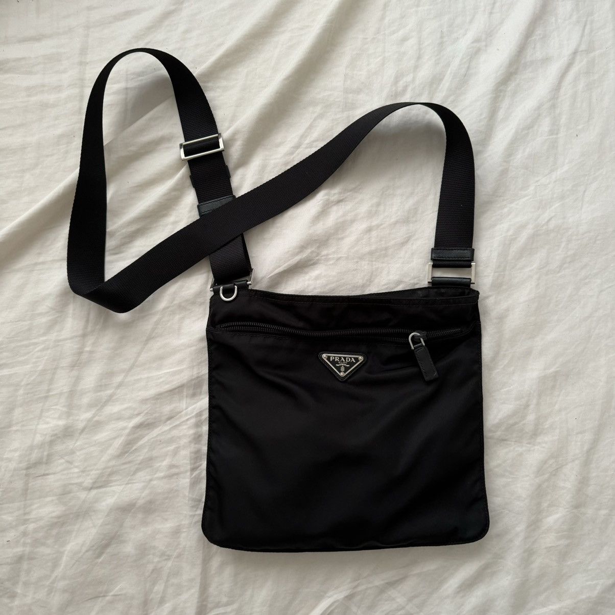 image of Prada Nylon Boxy Sling Bag in Black, Men's