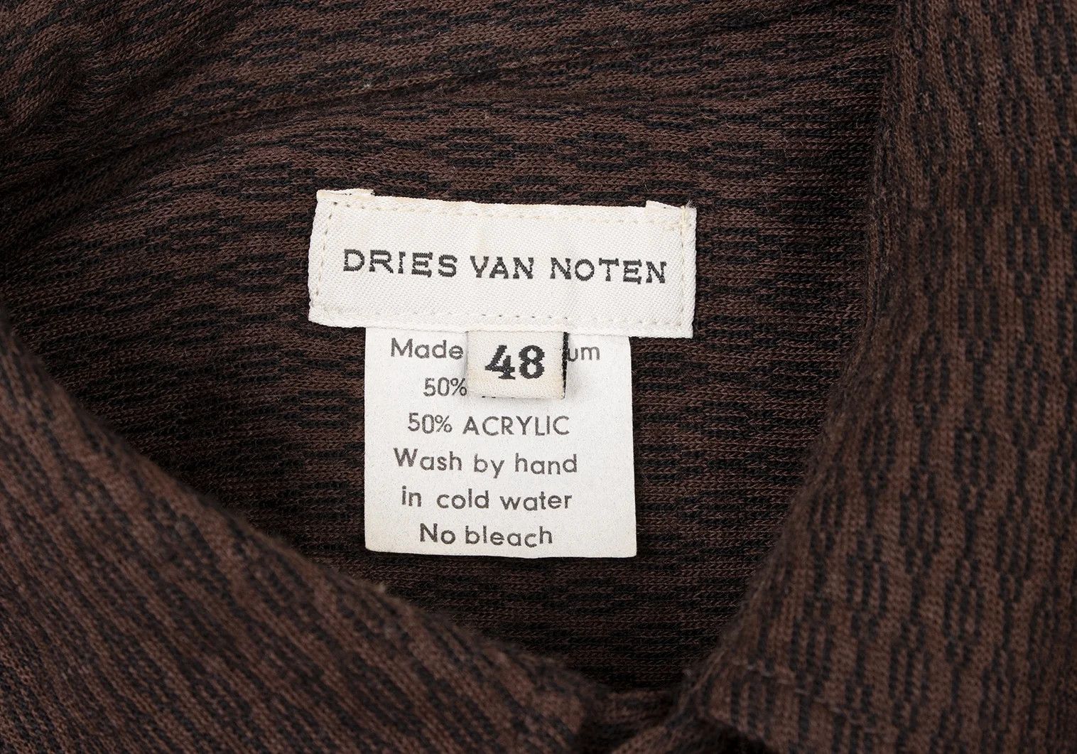 Dries Van Noten Wool Acrylic Cable Pattern Shirt in Brown, Size 48 Size US M / EU 48-50 / 2 - 13 Thumbnail