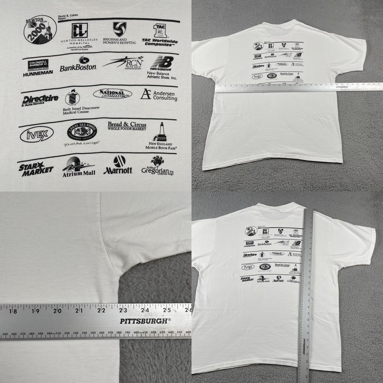 Fruit Of The Loom VINTAGE FOTL Shirt XL White 90s USA Travel Runner Cotton Men New Balance Massachusetts April 16 2000 Size US XL / EU 56 / 4 - 10 Thumbnail