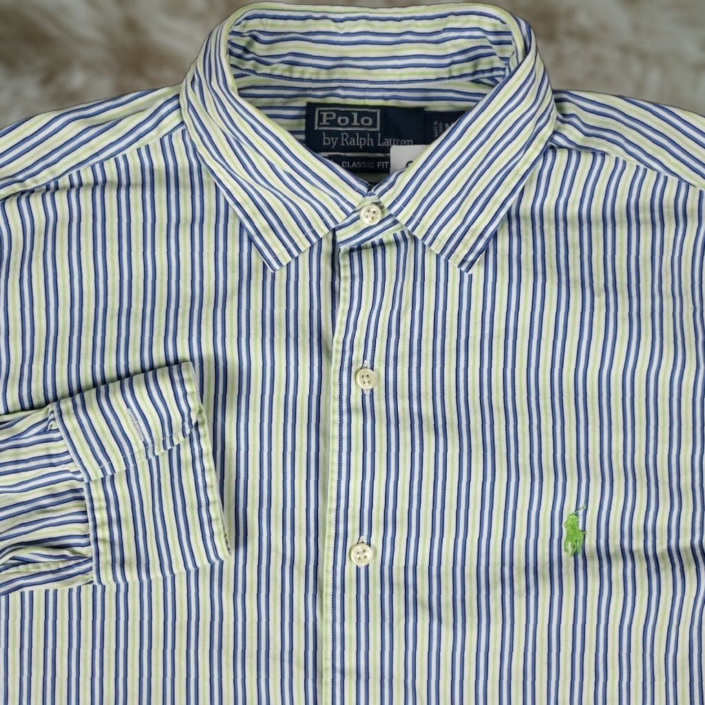 Ralph Lauren Ralph Lauren Shirt Mens Medium Blue Striped Button-Up Long Sleeve Casual Size US M / EU 48-50 / 2 - 1 Thumbnail