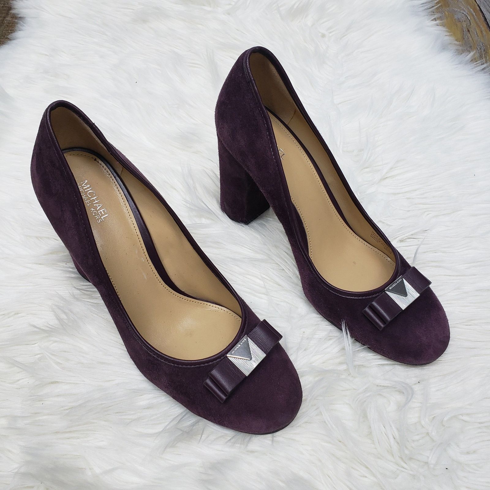 Michael Kors MICHAEL KORS Caroline Bow Pump 9 M Suede Leather Block Heel Size US 9 / IT 39 - 4 Thumbnail