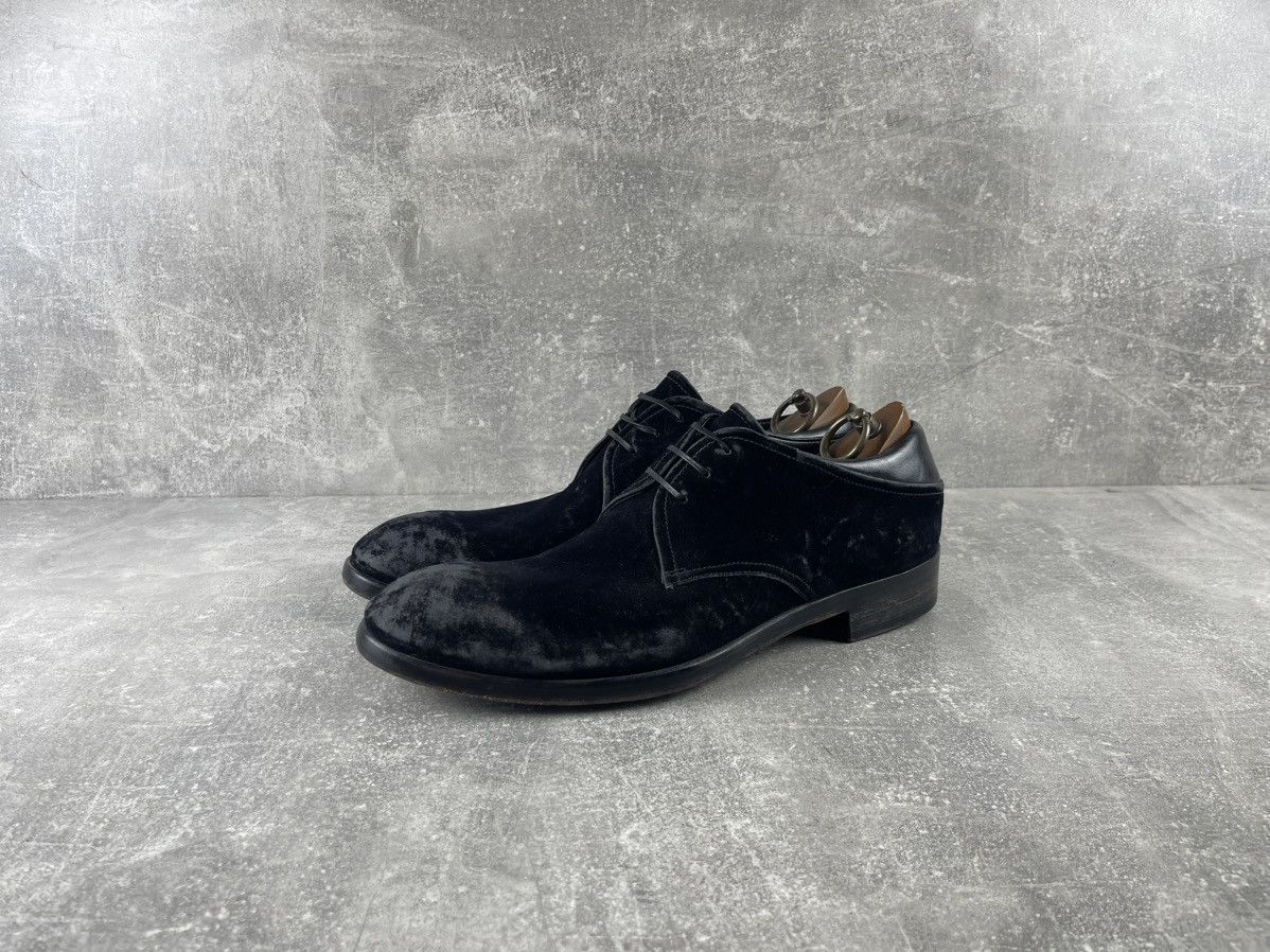 Jo Ghost Jo Ghost Avant Garde Distressed Velvet Derby Shoes Black Size US 12 / EU 45 - 1 Thumbnail