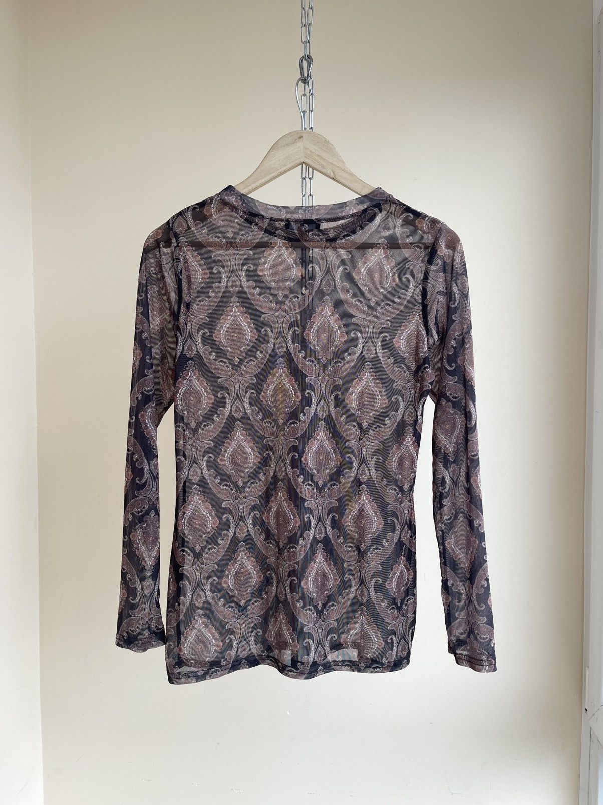 Other Simply Be Abstract Boho Print Mesh Long Sleeve Top Shirt Y2K Size M / US 6-8 / IT 42-44 - 2 Thumbnail