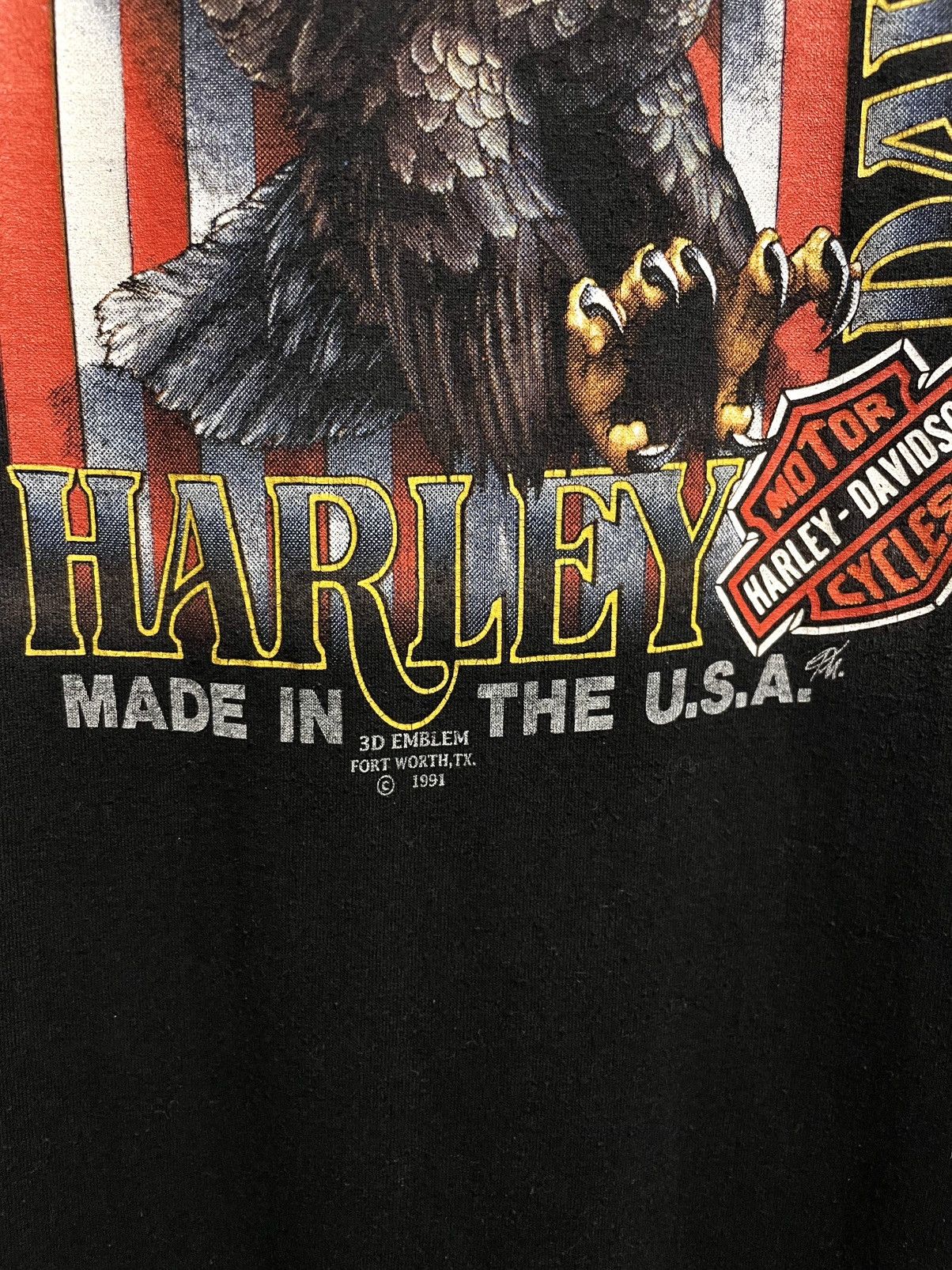 Harley Davidson Vintage 1991 3D Emblem Harley Davidson Eagle USA T-Shirt 90s Size US XL / EU 56 / 4 - 7 Thumbnail