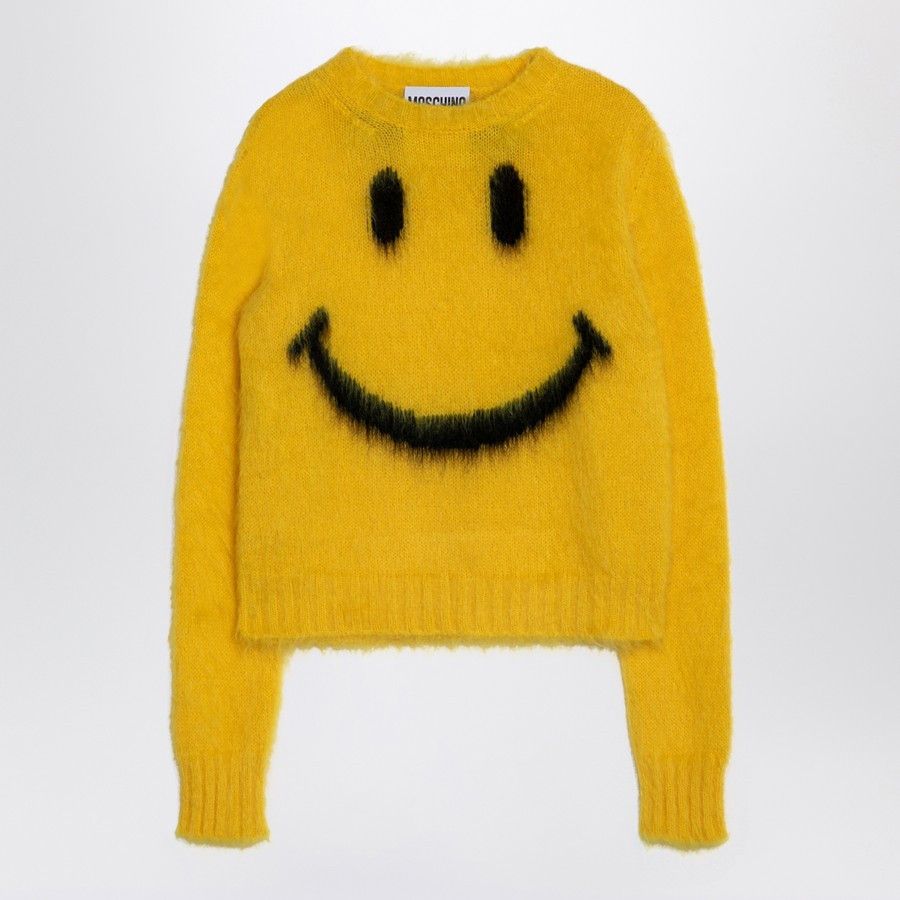 Moschino o1d2blof0924 Smile Mohair Blend Jumper in Yellow Size M / US 6-8 / IT 42-44 - 1 Thumbnail
