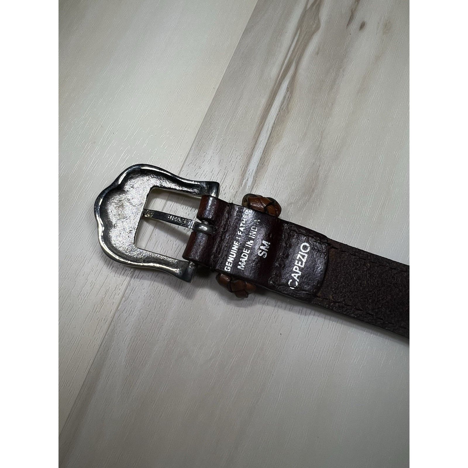 Tribal Streetwear Capezio S/M Belt Woven Leather and Silver Brass Link Brown Size ONE SIZE - 7 Thumbnail
