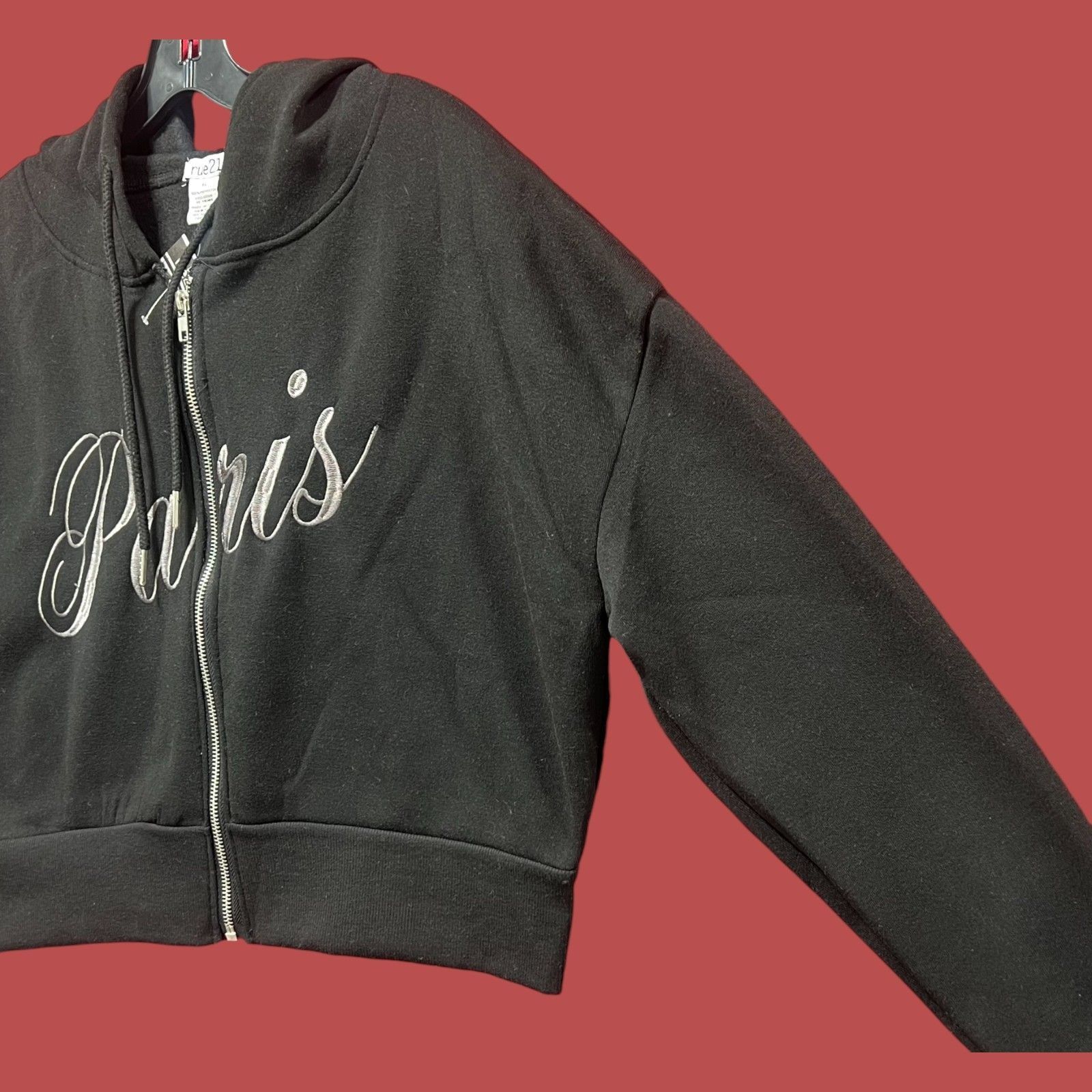 rue21 Rue 21 - Women's Long Sleeve Hooded Sweatshirt - Black - Ext Size XL / US 12-14 / IT 48-50 - 13 Thumbnail