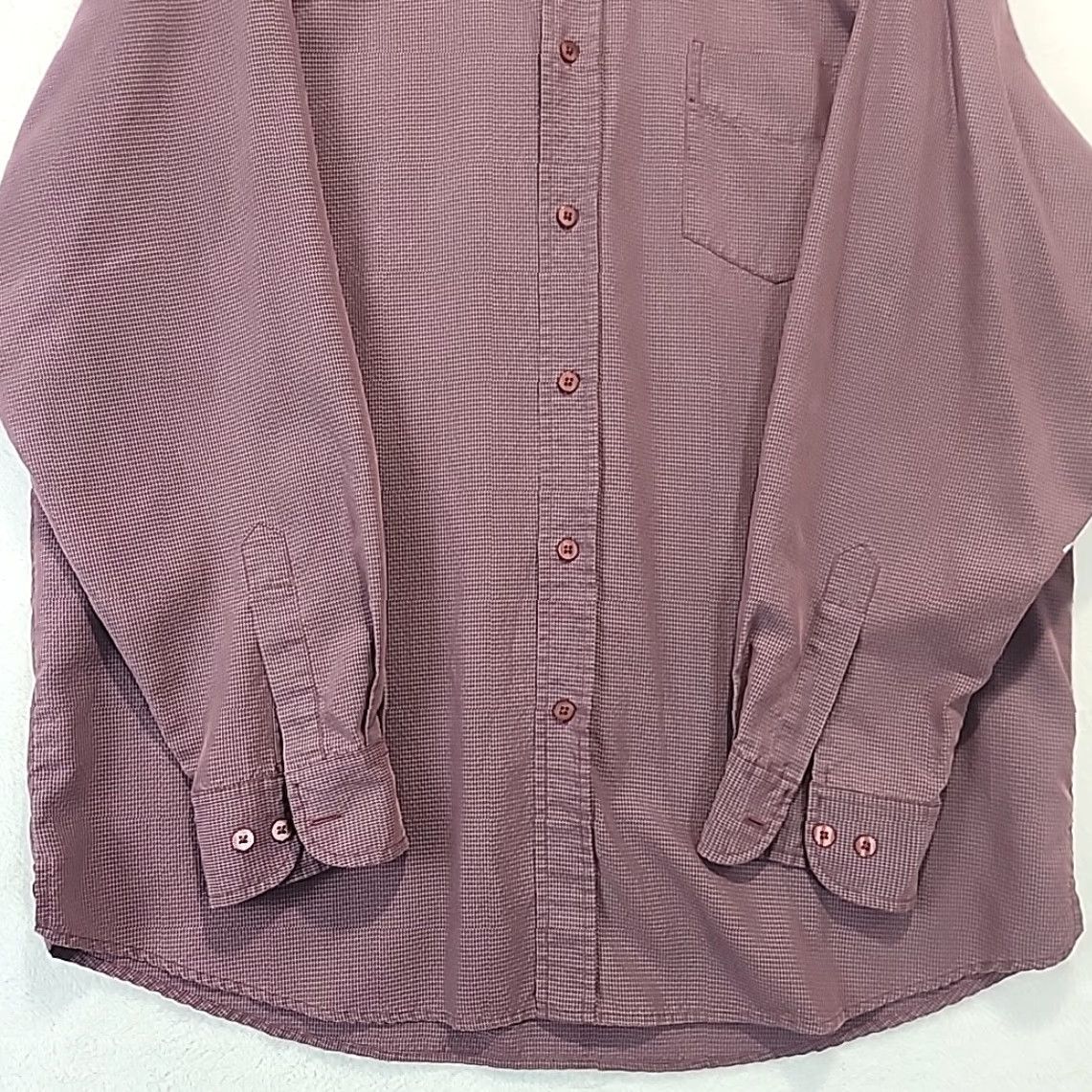 Vintage VINTAGE Industrial Exchange Long Sleeve Men's Button-Up Shirt Burgundy Check Plaid 80s 90s Western Mens Regular L Size 42R - 7 Thumbnail