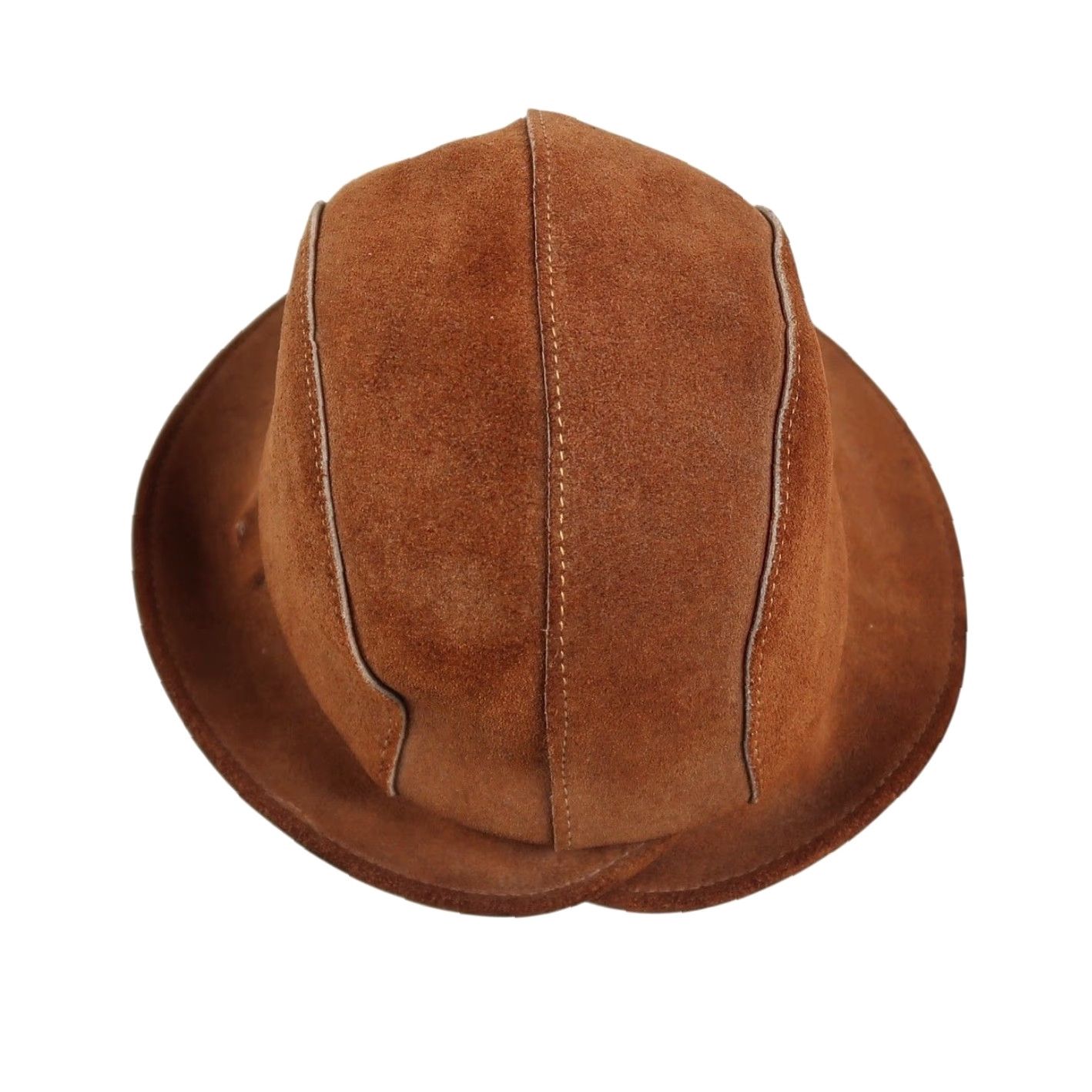 Vintage VINTAGE Brown Suede Leather Cloche Bucket Hat Vintage 70s Boho Hippie Womens One Size Size ONE SIZE - 5 Thumbnail