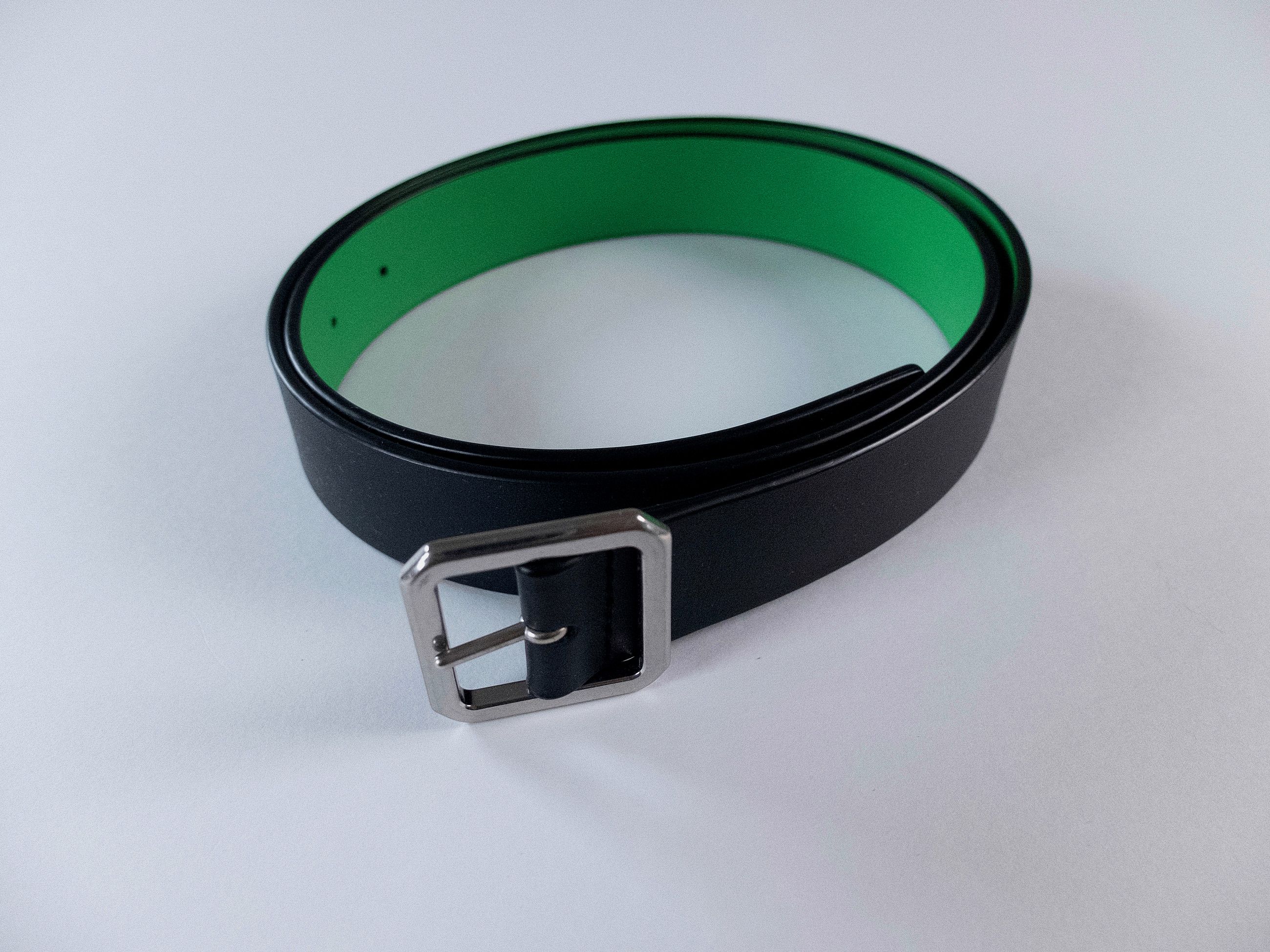 Bottega Veneta BOTTEGA VENETA black & green reversible leather belt 90 Size 34 - 1 Thumbnail