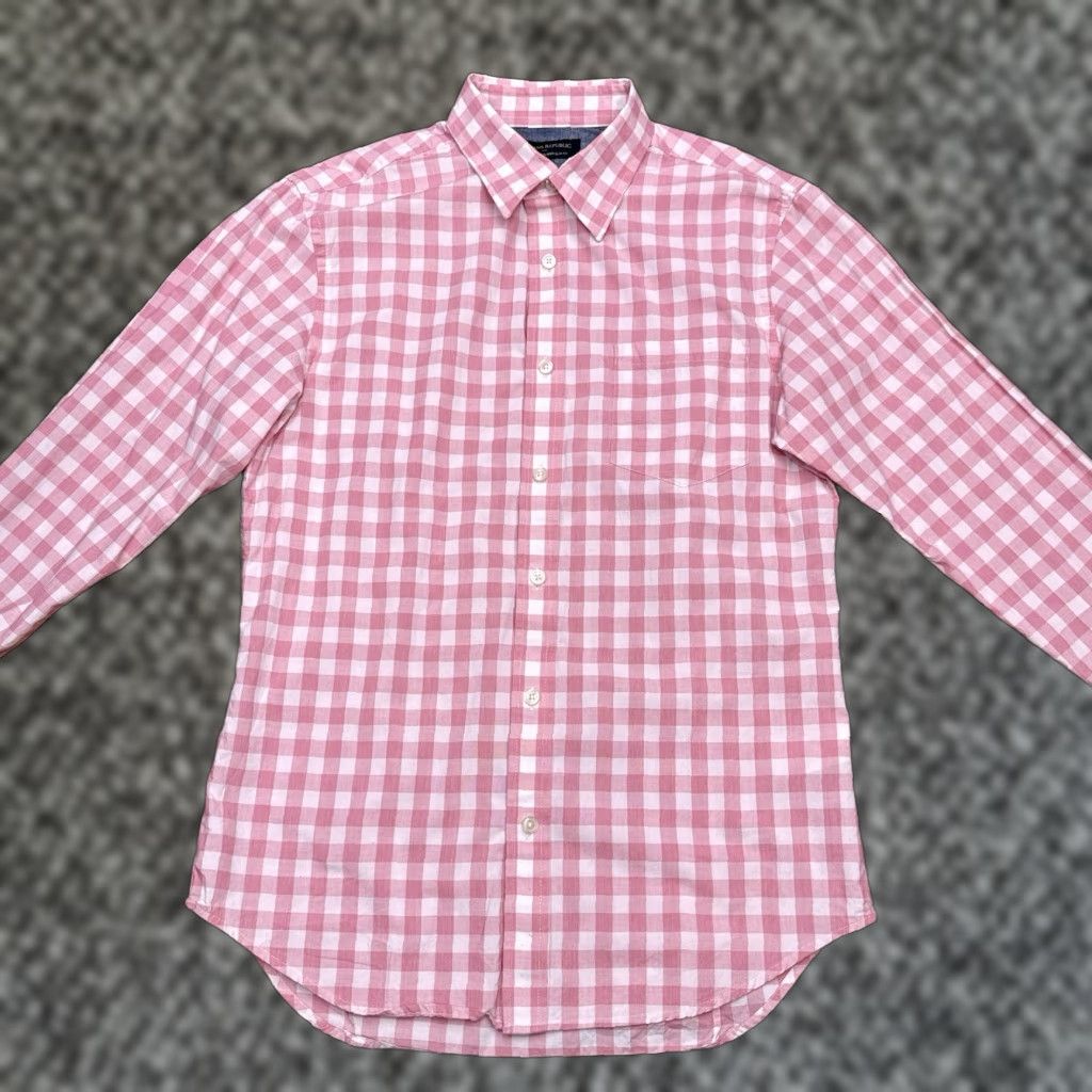 Banana Republic Banana Republic Shirt Mens Small Check Button Up Slim Fit Size US S / EU 44-46 / 1 - 1 Thumbnail